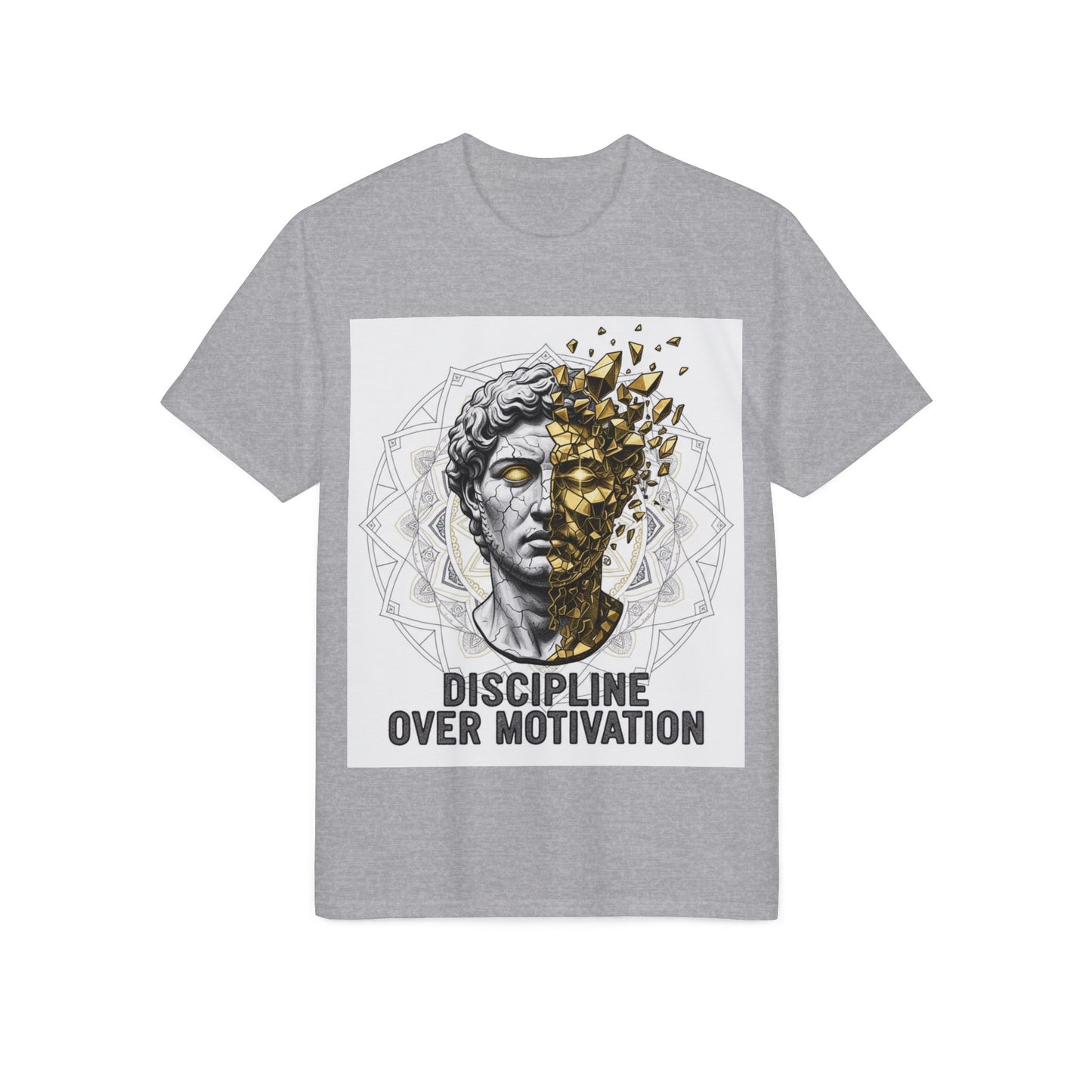 Discipline Over Motivation T-Shirt — Stoic Statue Fitness Tee
