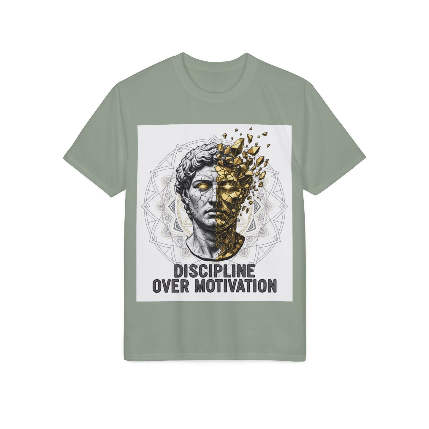 Discipline Over Motivation T-Shirt — Stoic Statue Fitness Tee
