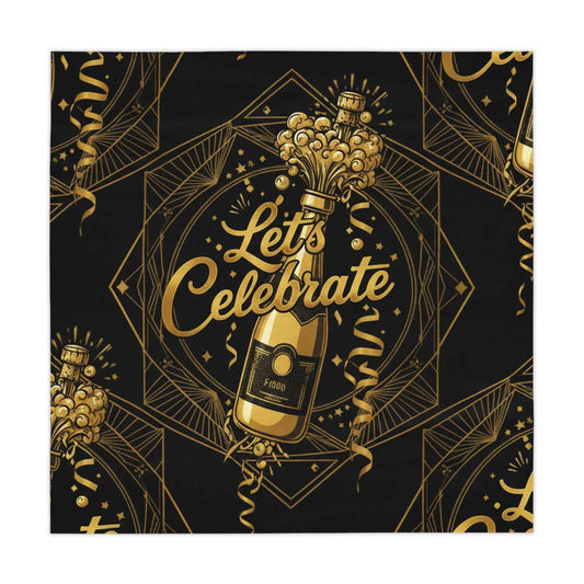 Let's Celebrate Champagne Tablecloth — Black & Gold Party Decor