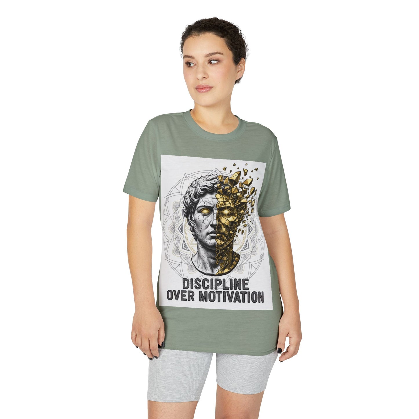 Discipline Over Motivation T-Shirt — Stoic Statue Fitness Tee