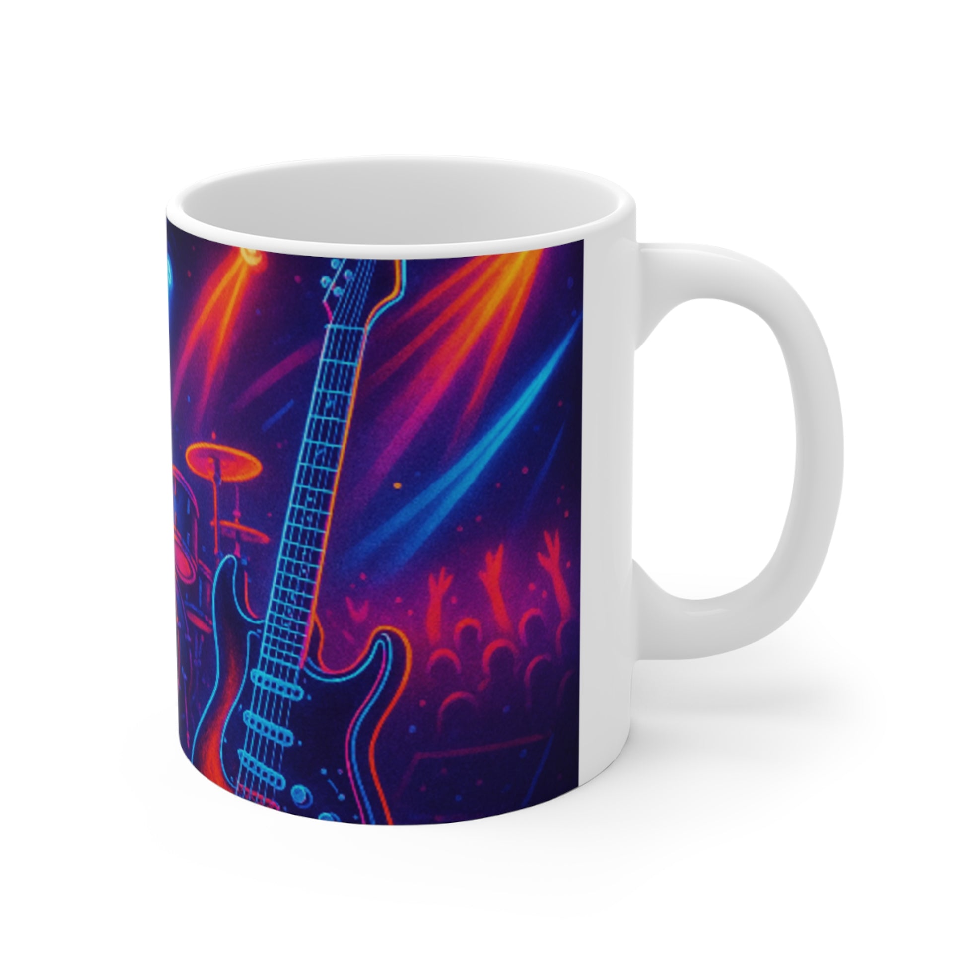 Electric Vibes Guitar Mug, Music Lover Gift, Concert Coffee Cup, Rock Star Memento, Band Merchandise, Unique Musician Present  Digital Art