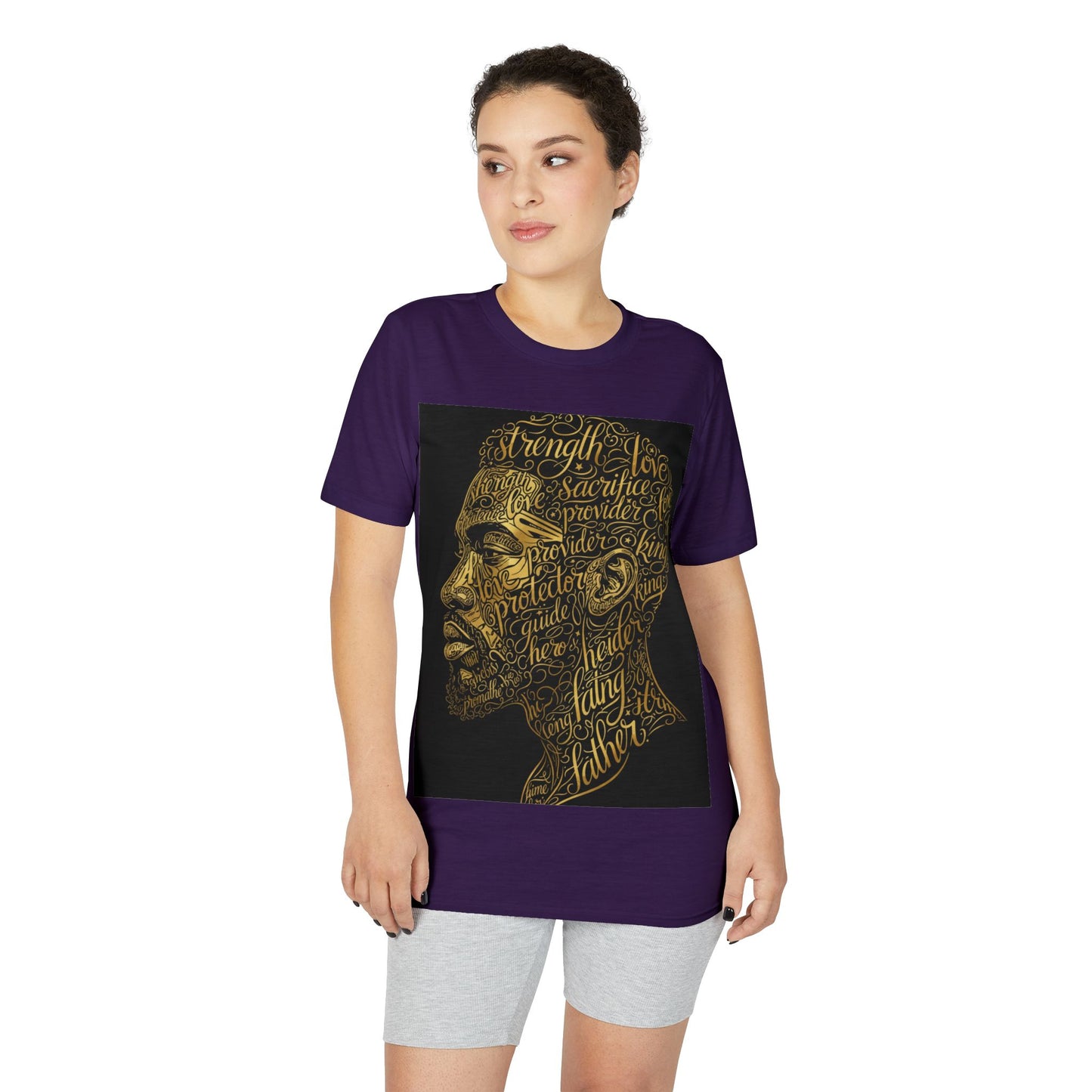Gold Script Profile T-Shirt — Inspirational Typographic Portrait