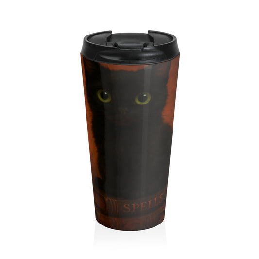 Mystical Cat Stainless Steel Travel Mug - Perfect for Cat Lovers, Gift for Holidays, Coffee, Tea, Cats, Home