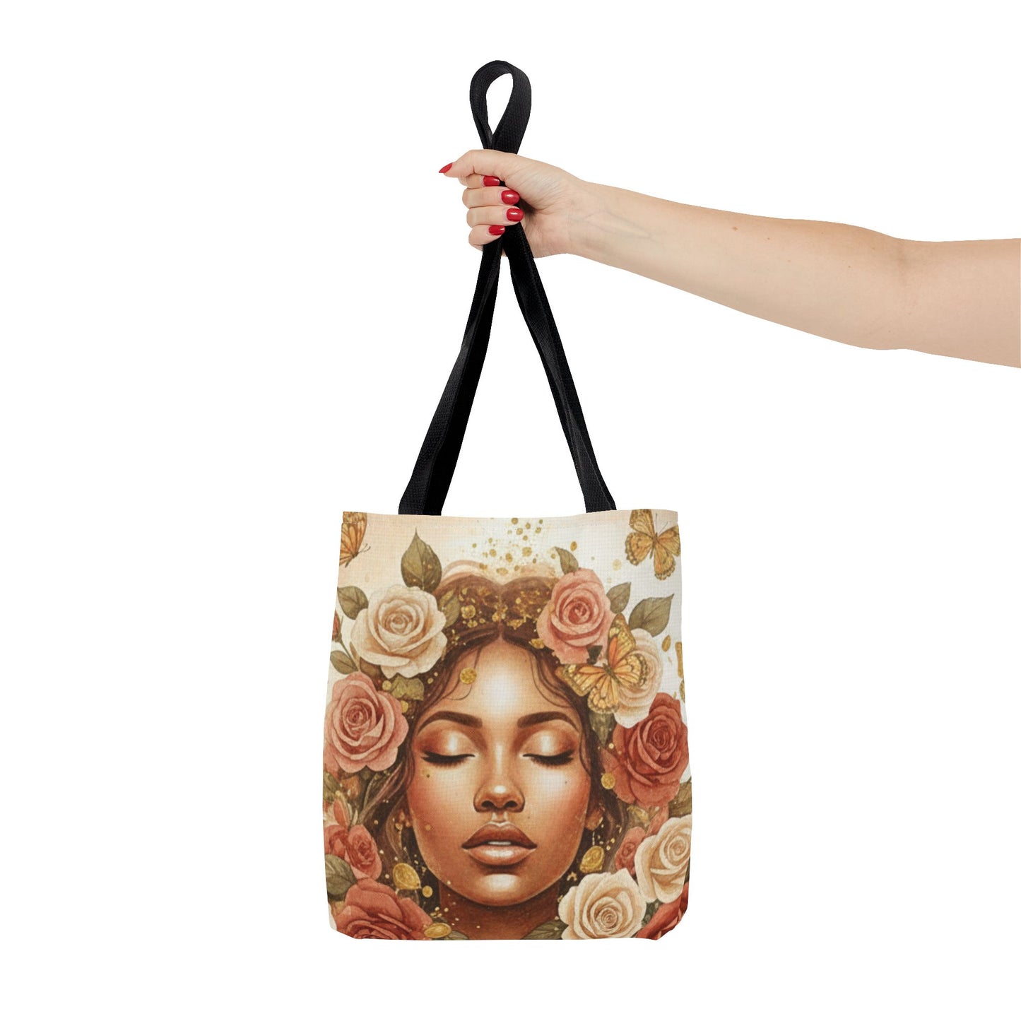 Floral Crown Goddess Tote Bag – Boho Floral Portrait AOP Tote