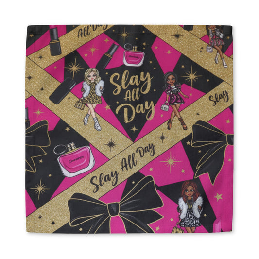 Slay All Day Cotton Twill Napkin — Glamorous Pink & Gold Dinner Napkin