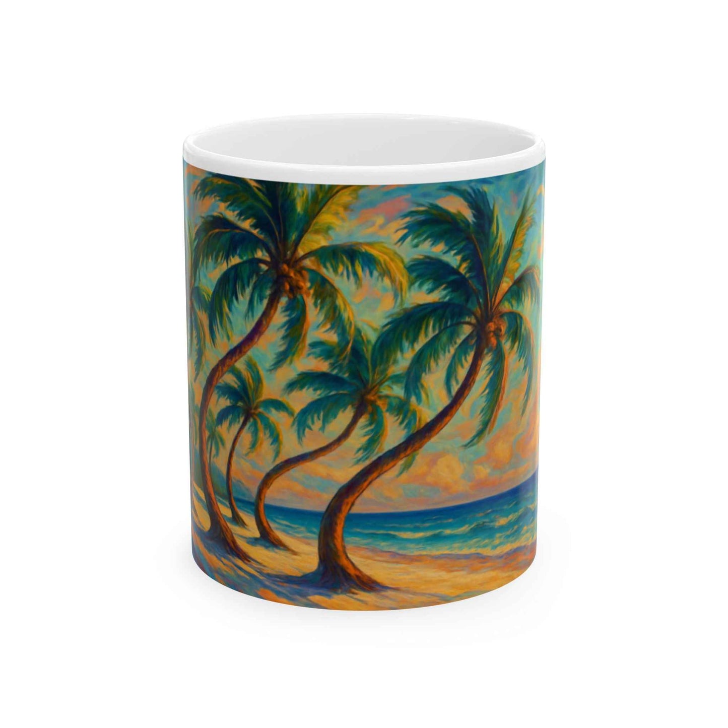 Tropical Paradise Ceramic Mug, Beach Decor, Gift for Coffee Lovers, Summer Vibes, Unique Kitchenware, Ocean Theme Accessories