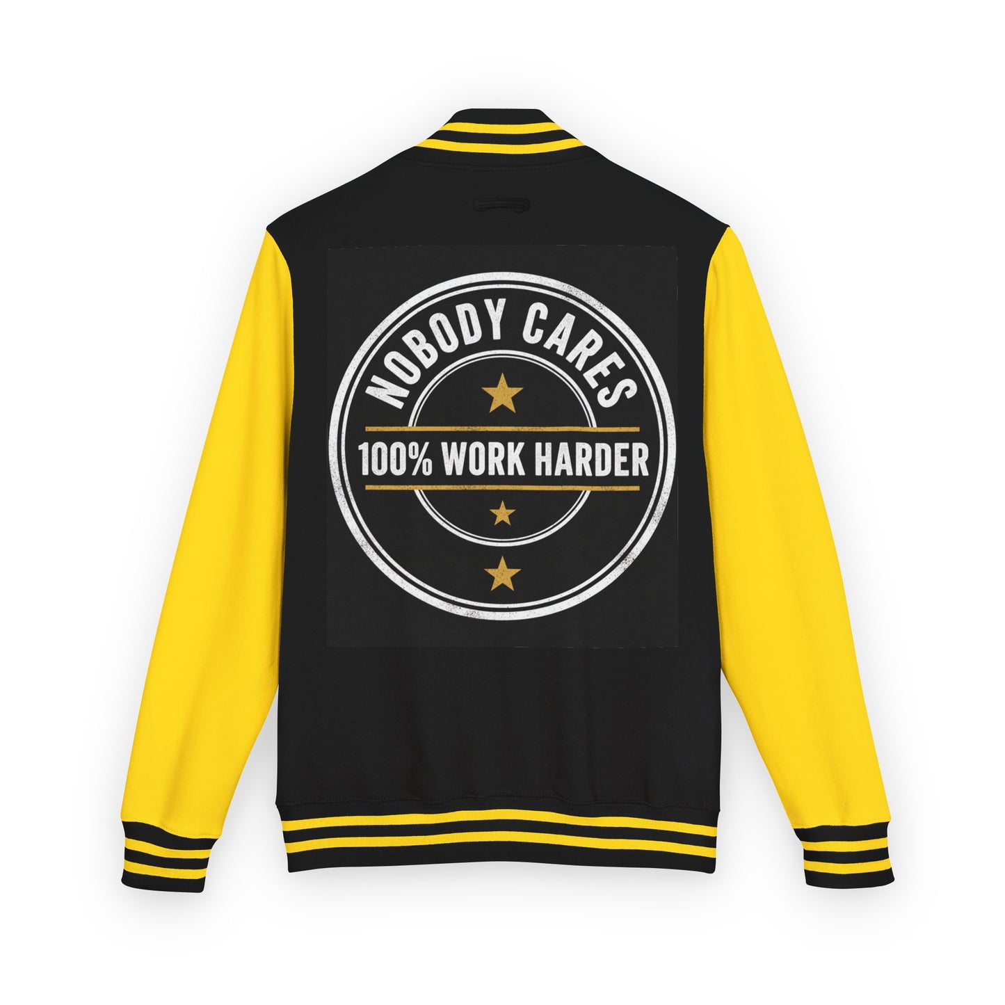 Letterman Jacket — "Nobody Cares, 100% Work Harder" Motivational Varsity Coat
