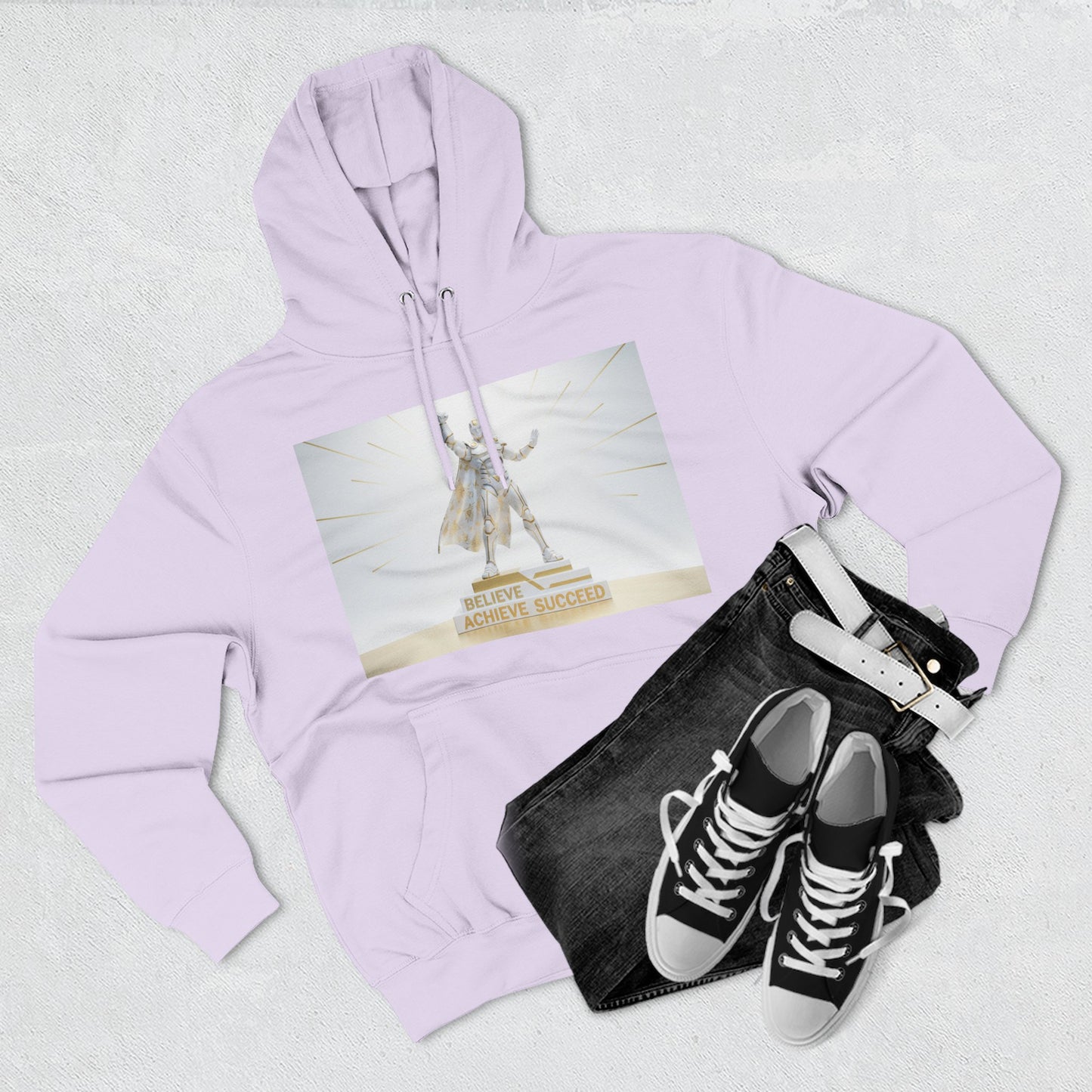 Believe in Success Hoodie — Motivational Angel Graphic Fleece Pullover