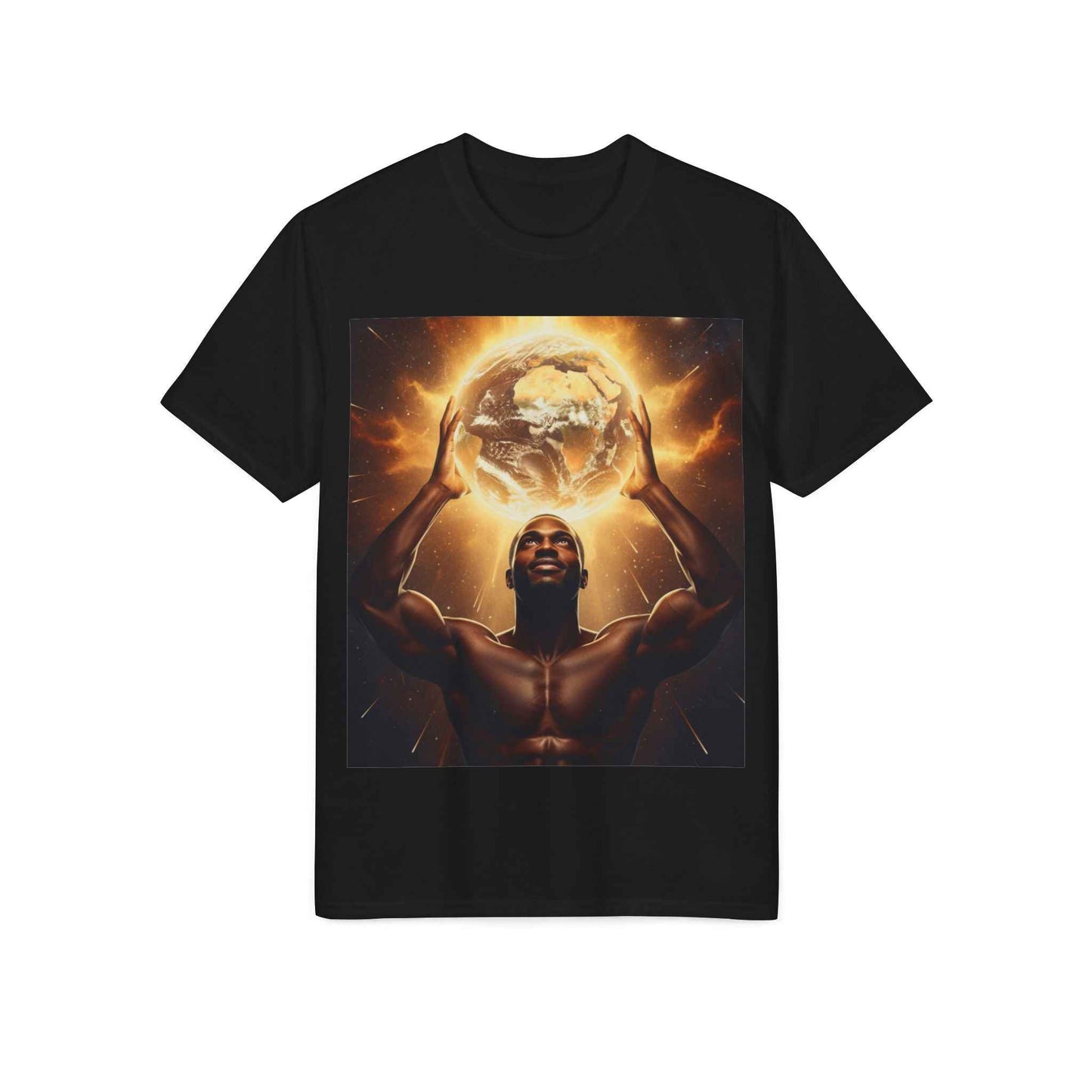 T-Shirt — Empowerment Artwork: Man Holding Glowing Earth Graphic Tee