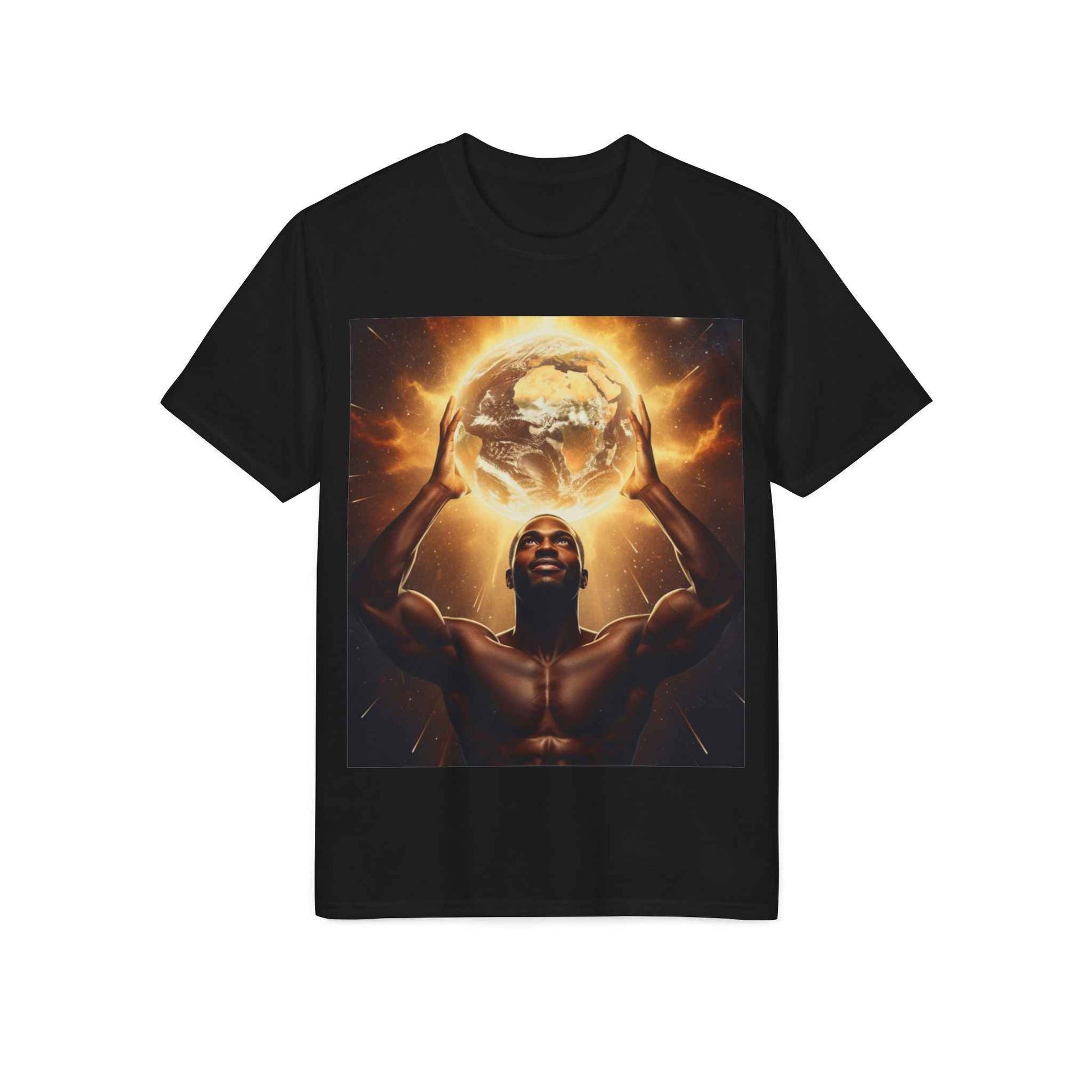 T-Shirt — Empowerment Artwork: Man Holding Glowing Earth Graphic Tee