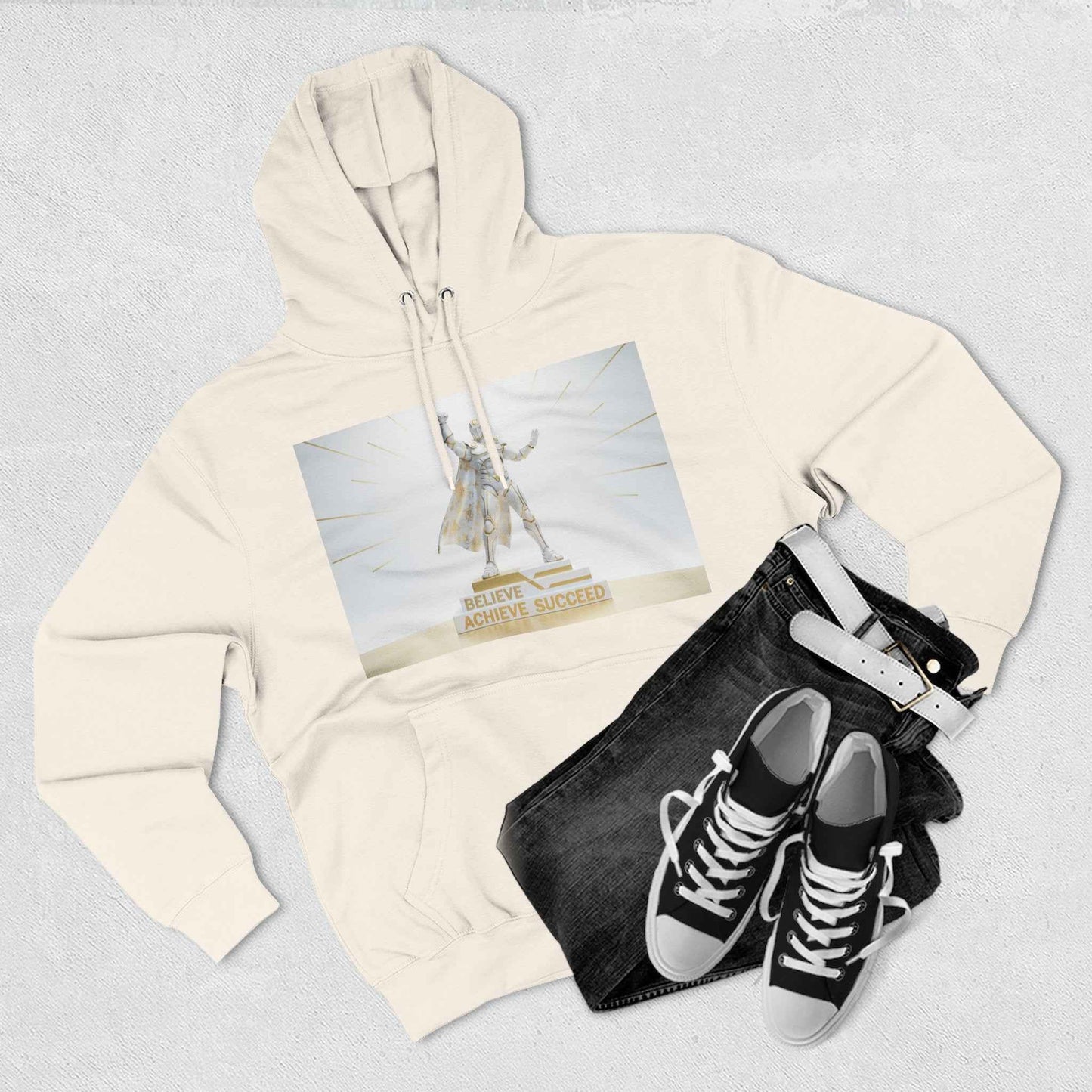 Believe in Success Hoodie — Motivational Angel Graphic Fleece Pullover
