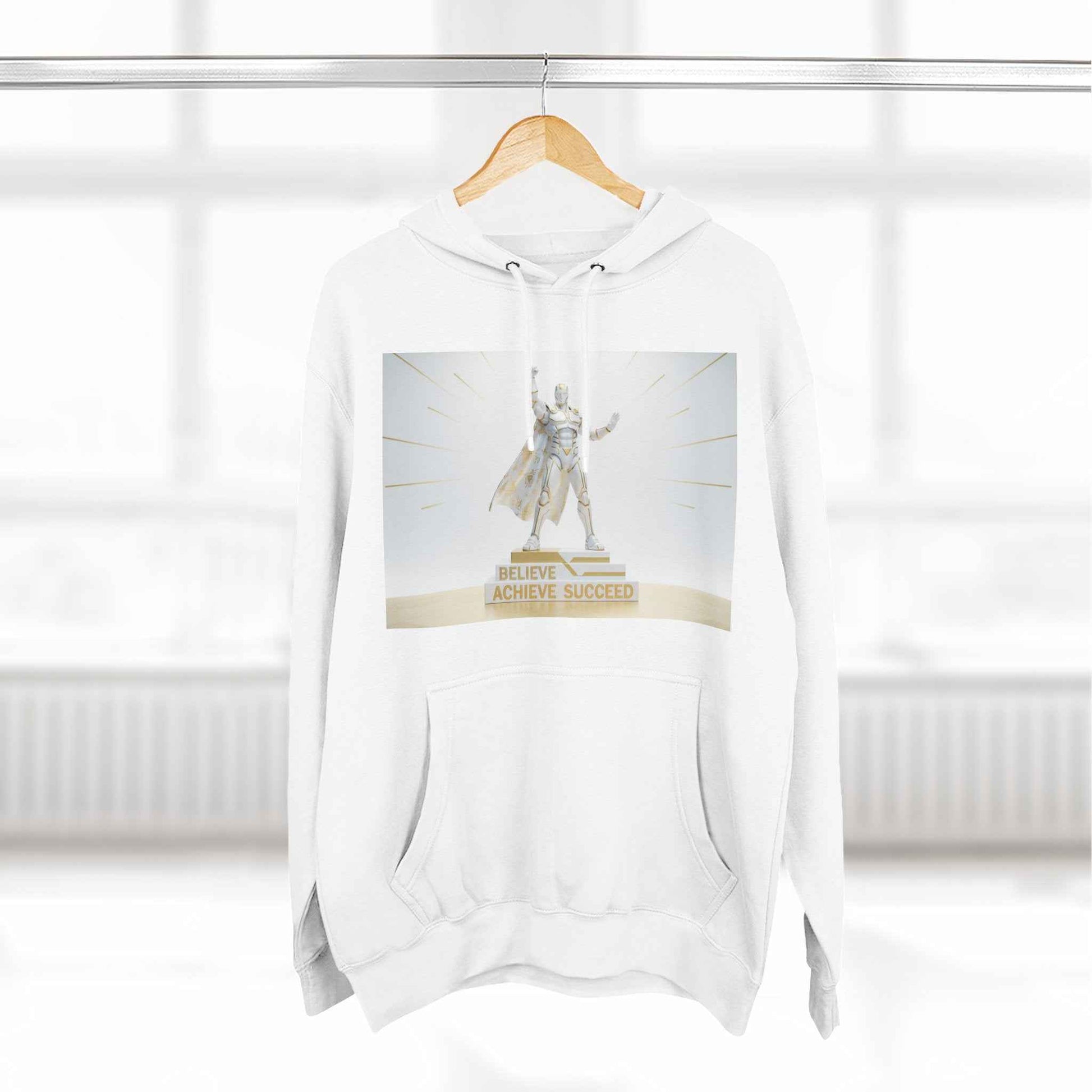 Believe in Success Hoodie — Motivational Angel Graphic Fleece Pullover