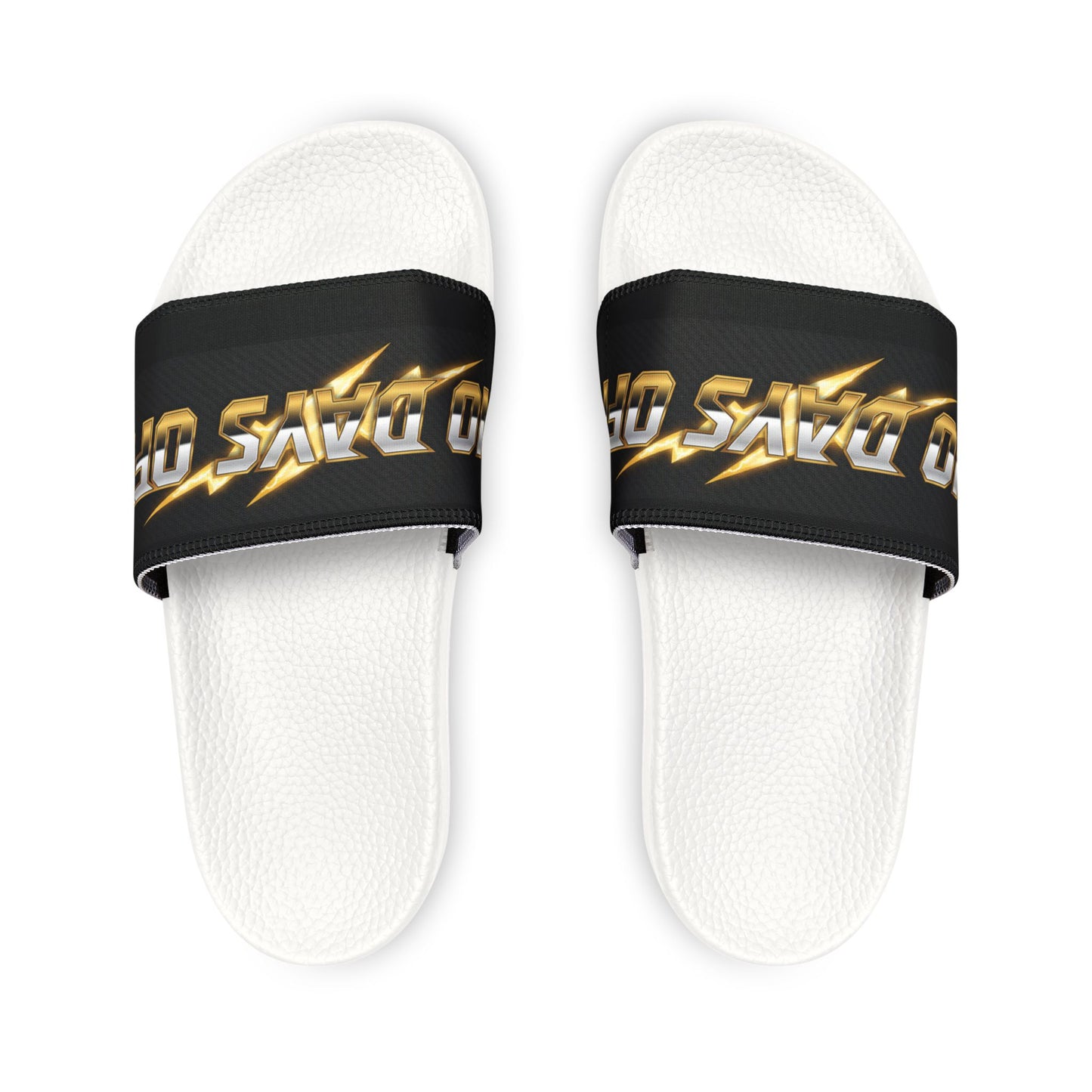 Slide Sandals — "No Savior" Gold Lightning Logo Men’s Removable‑Strap Slides