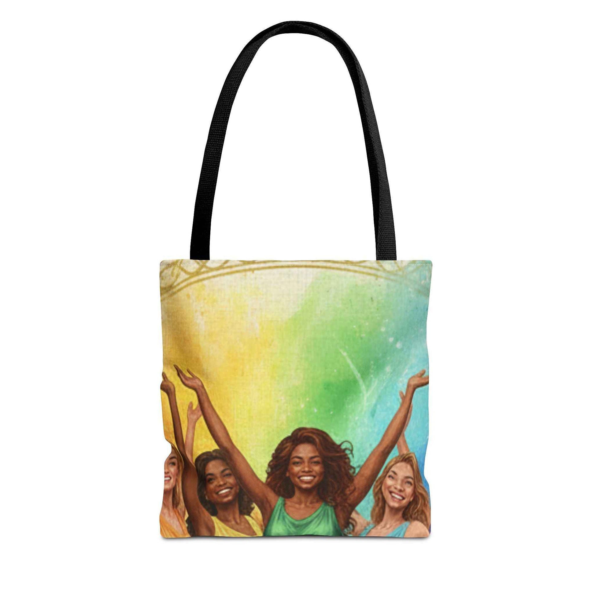 Colorful Celebration Tote Bag — Joyful Women & Rainbow Paint Design