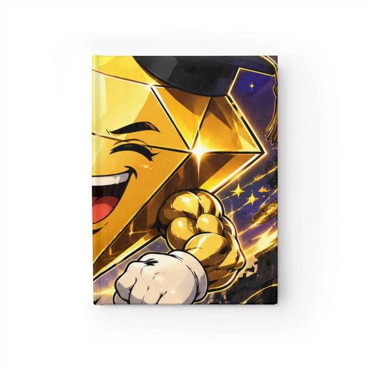 Crypto Mascot Gold Journal — Ruled Lined Notebook with Energetic Gem Character