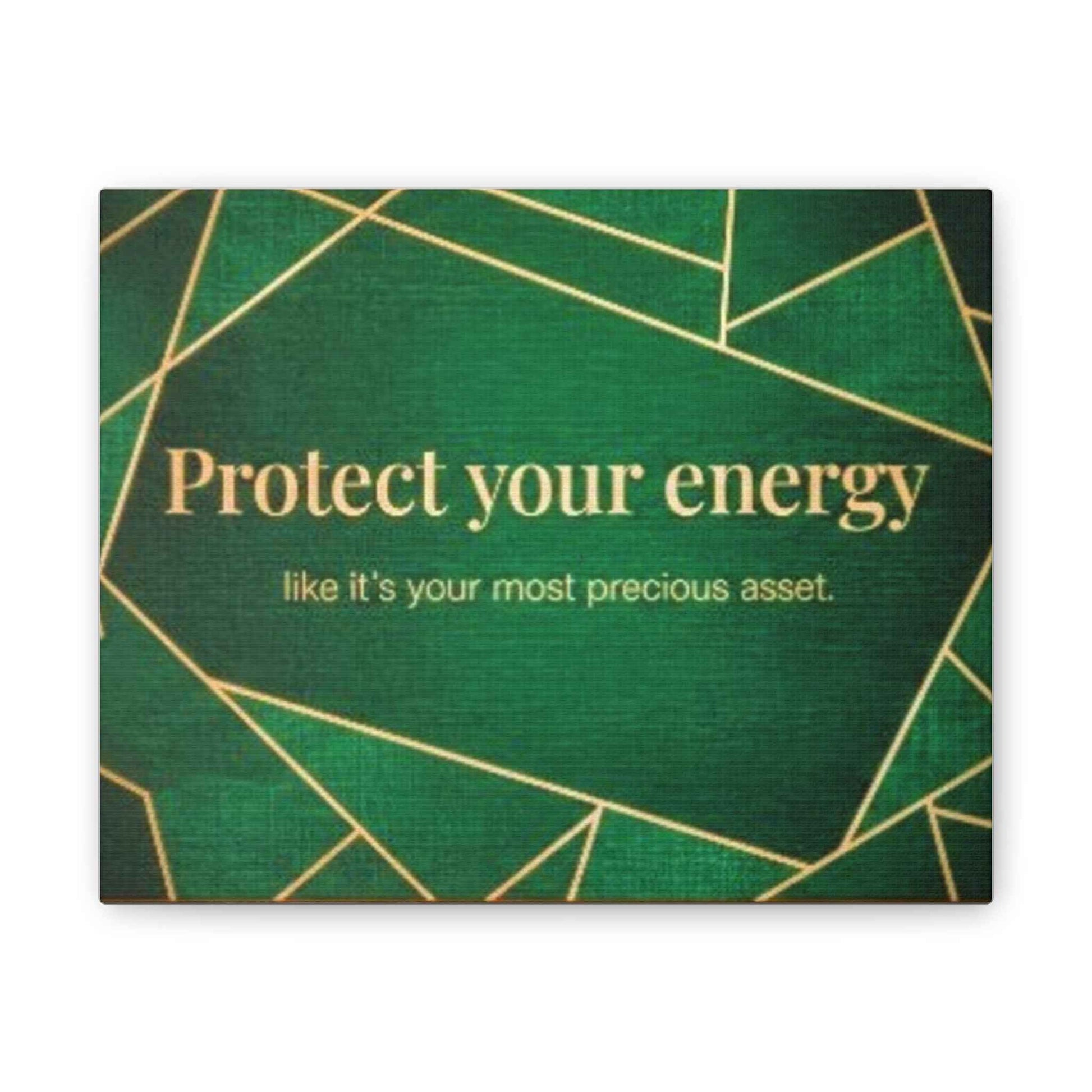 Protect Your Energy Canvas Wall Art – Green Geometric Inspirational Quote