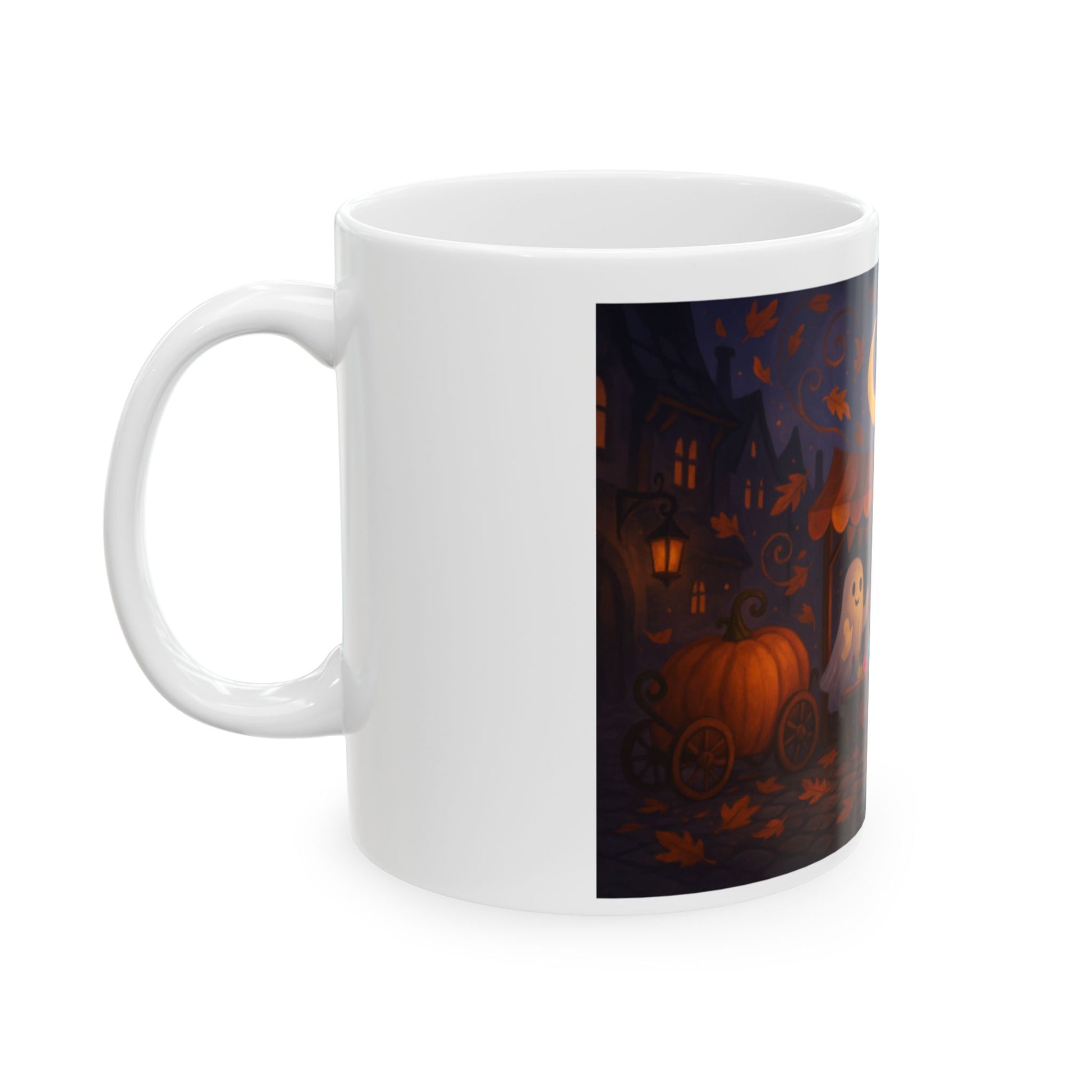 Halloween Ghosts Ceramic Mug - Spooky Drinkware for Fall, Pumpkin Party, Coffee Lovers, Unique Gift, 11oz & 15oz Sizes  Digital Art