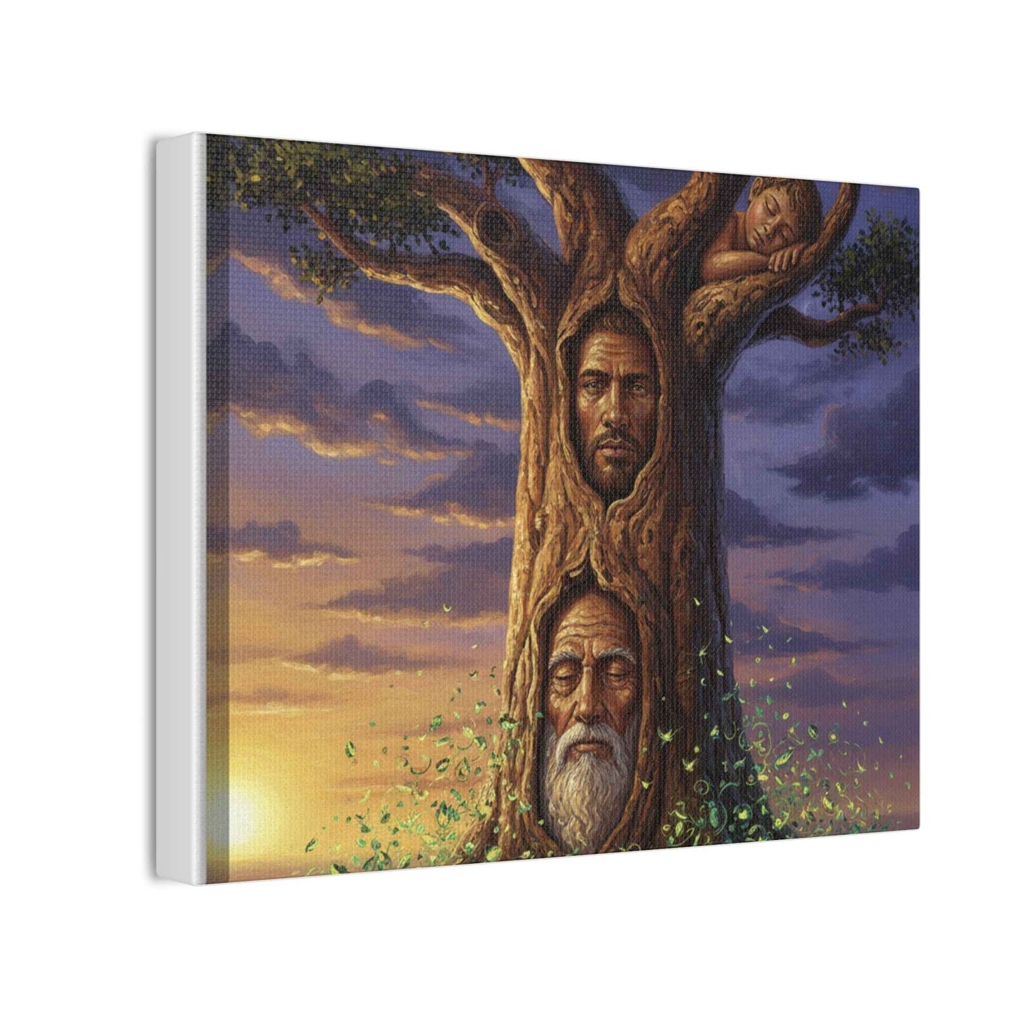 Tree of Ages Canvas Print — Spiritual Tree Face Wall Art