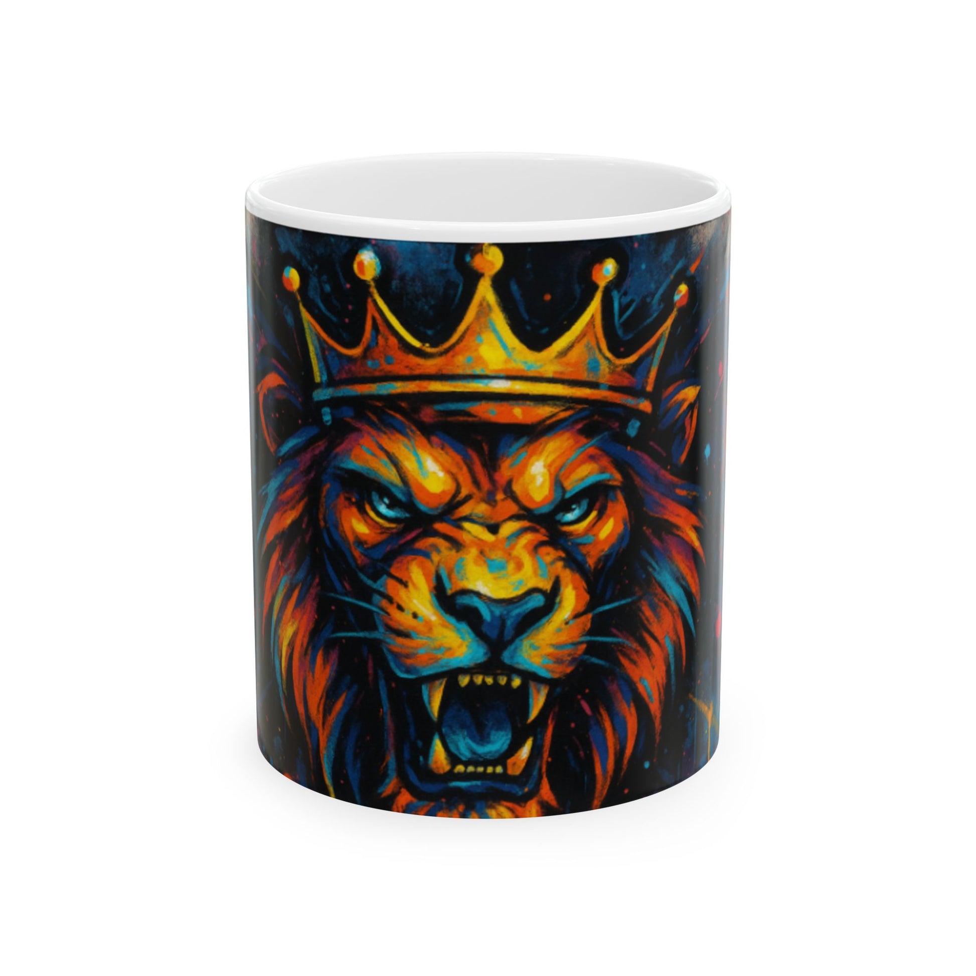 Majestic Lion Ceramic Mug | Animal Lover Coffee Cup, Gift for Him, Vibrant Art Mug, Home & Kitchen, Birthday Gift  Digital Art