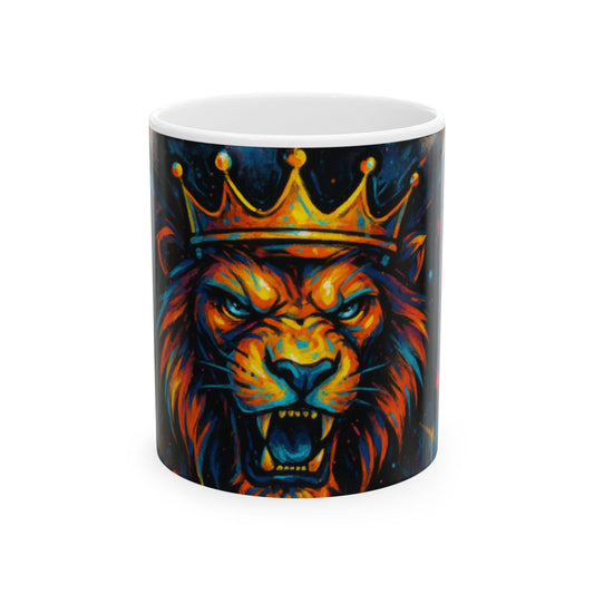 Majestic Lion Ceramic Mug | Animal Lover Coffee Cup, Gift for Him, Vibrant Art Mug, Home & Kitchen, Birthday Gift  Digital Art