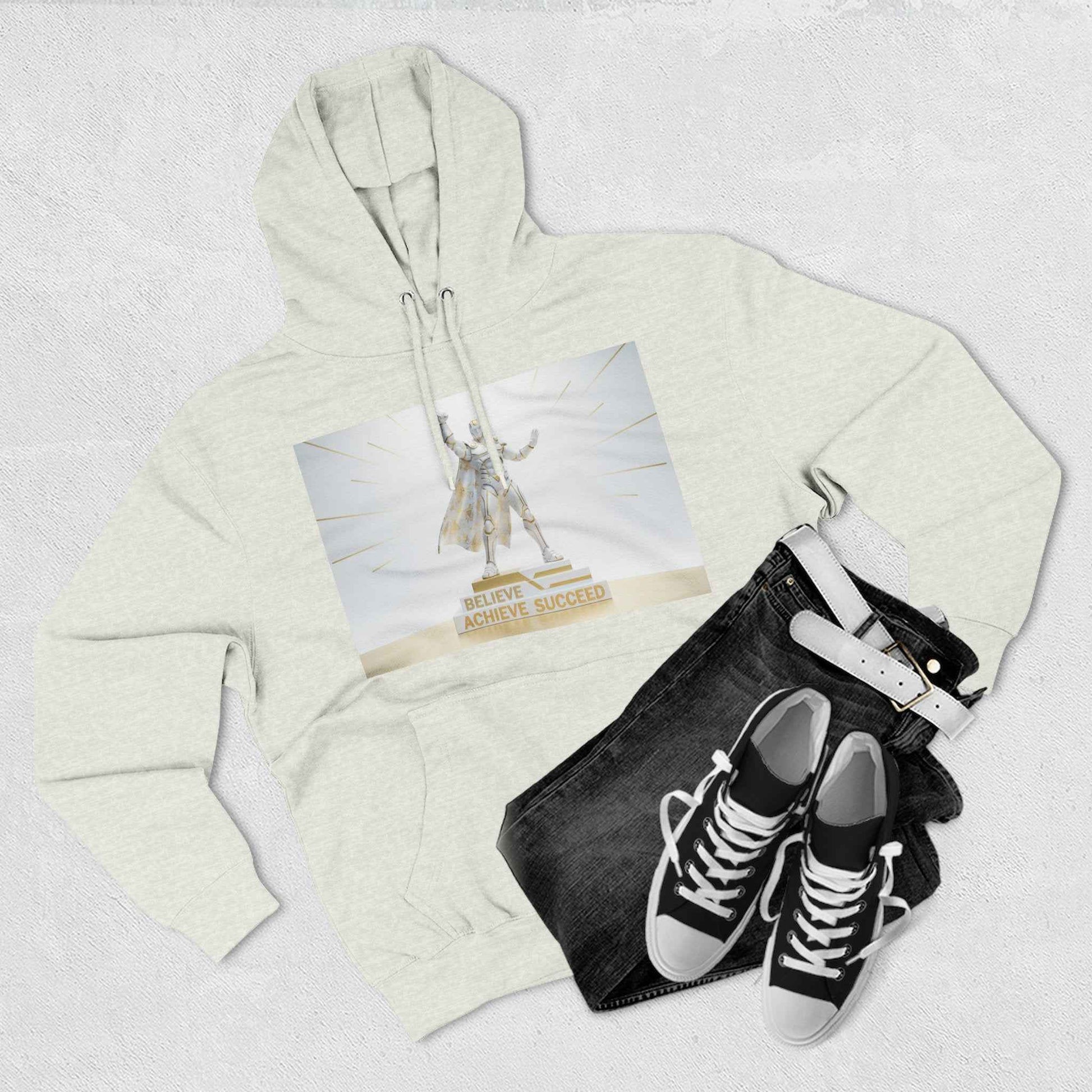 Believe in Success Hoodie — Motivational Angel Graphic Fleece Pullover