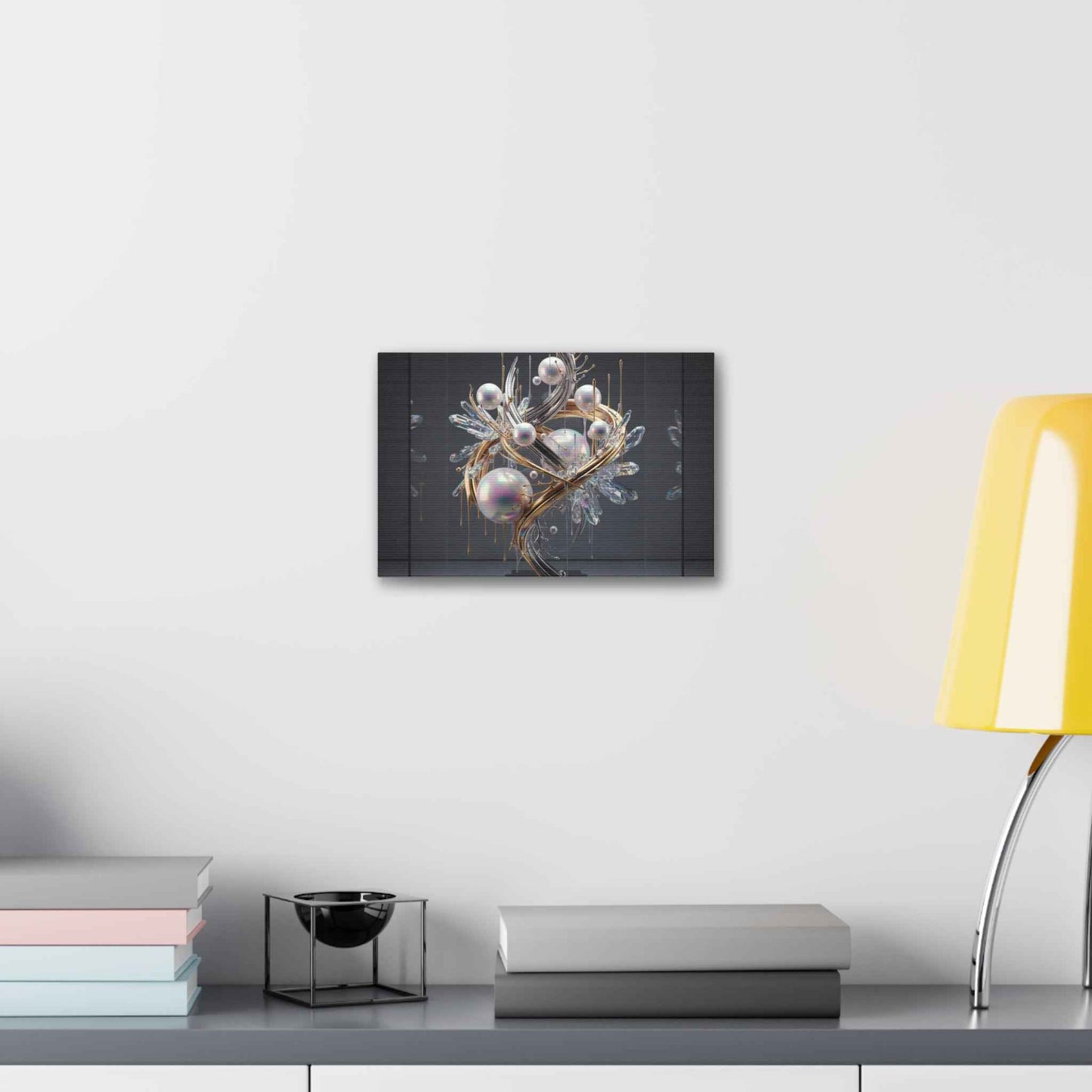 Abstract Pearl Orb Canvas Print – Modern Metallic Wall Art