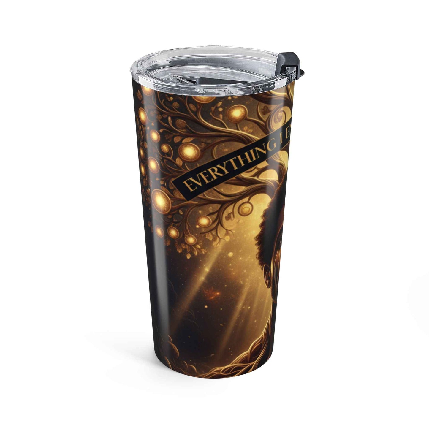 20oz Inspirational Tumbler — "I Endured" Black Man Portrait, Gold Regal Design