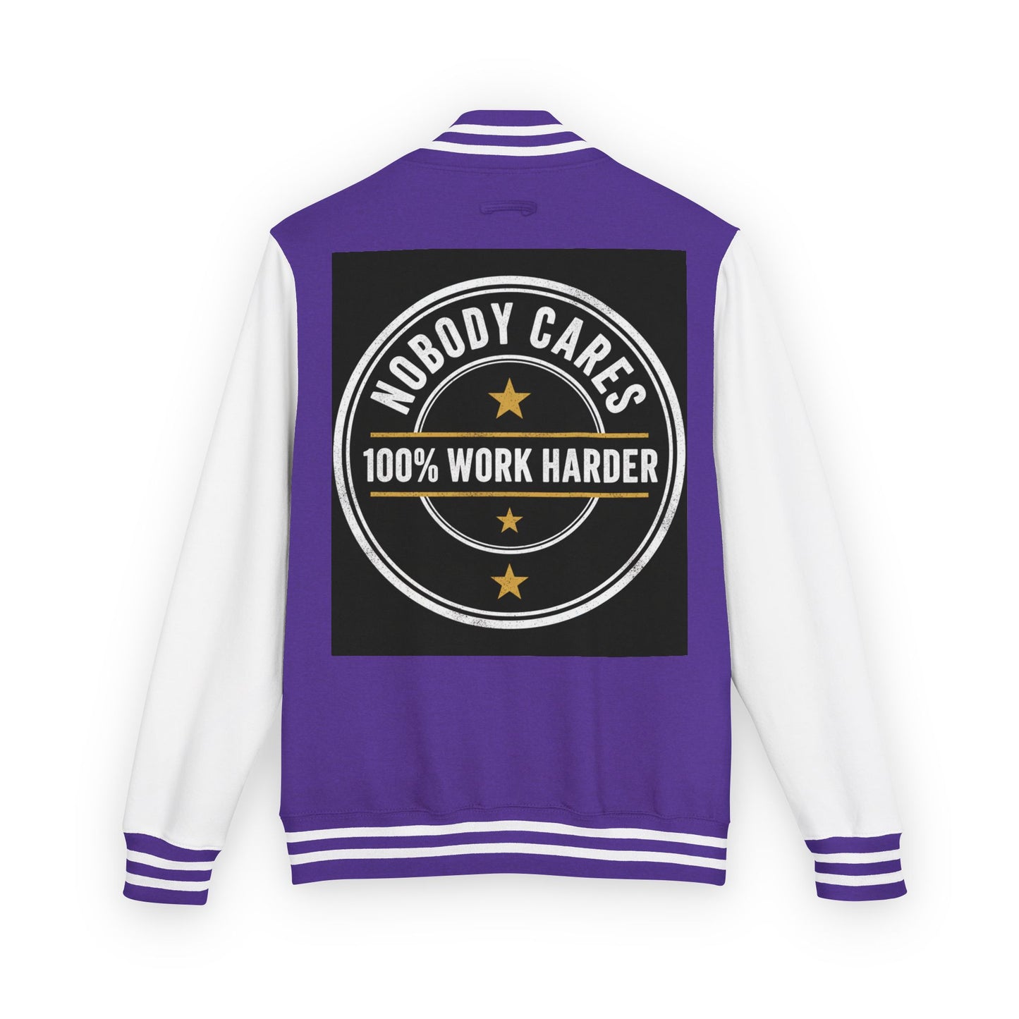 Letterman Jacket — "Nobody Cares, 100% Work Harder" Motivational Varsity Coat