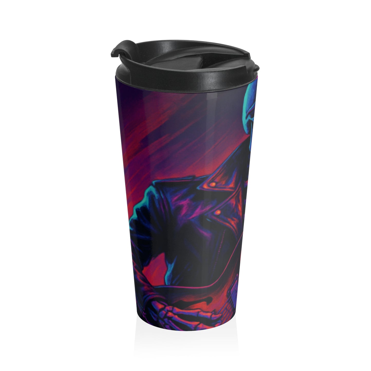 Stylish Skull Guitarist Travel Mug - Perfect for Music Lovers, Funny Gift for Birthdays, Road Trips, and Coffee Enthusiasts
