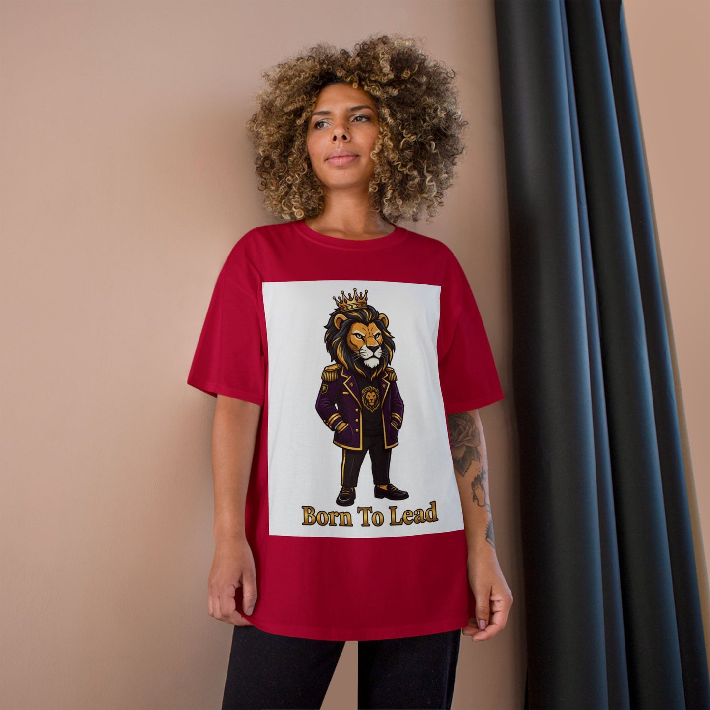 Born To Lead Lion T-Shirt — Regal Crowned Lion Graphic Tee