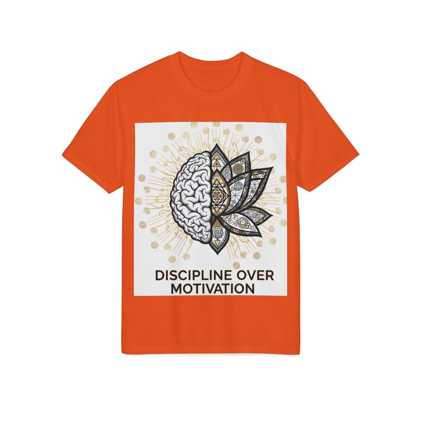 Discipline Over Motivation T-Shirt — Brain & Lotus Motivational Tee