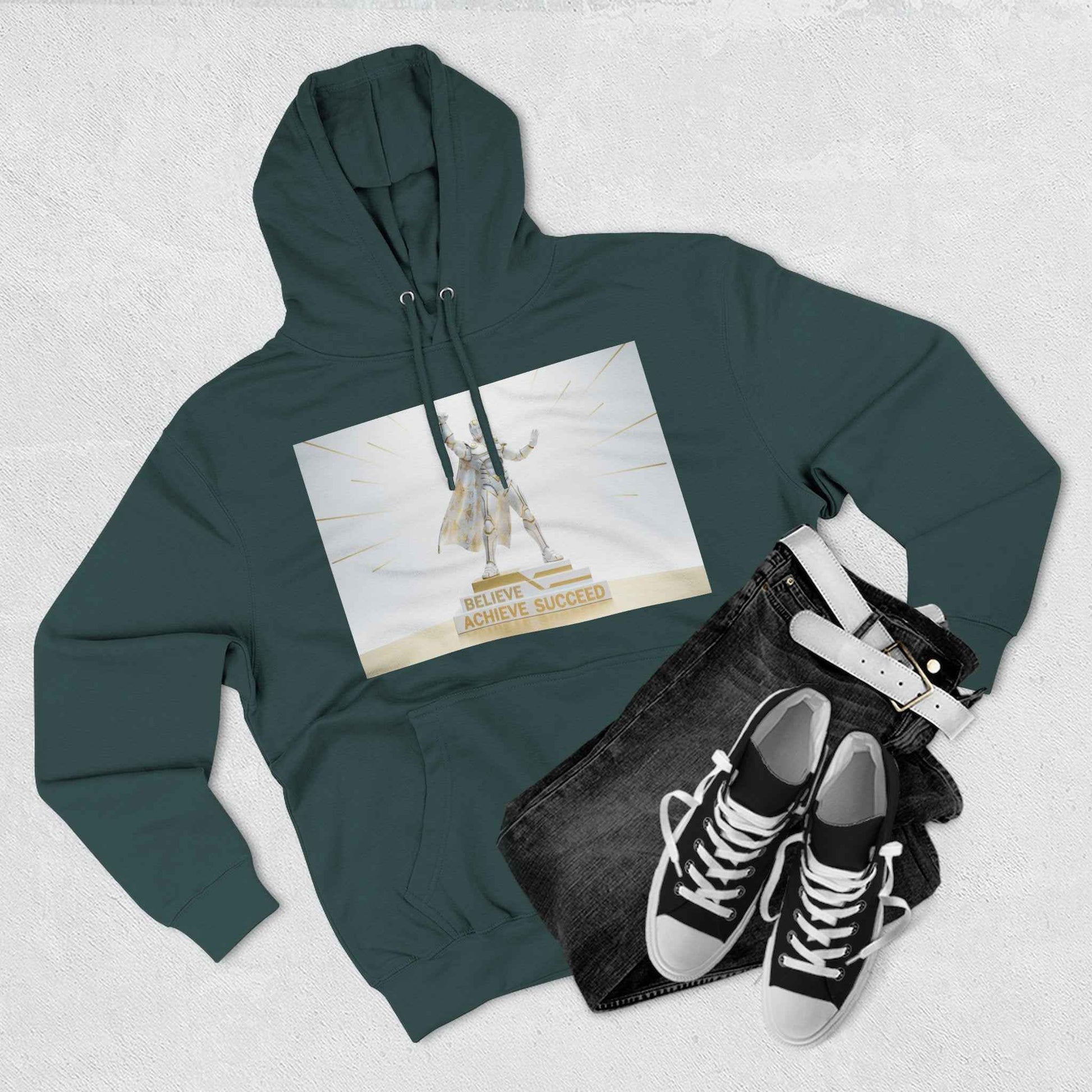 Believe in Success Hoodie — Motivational Angel Graphic Fleece Pullover