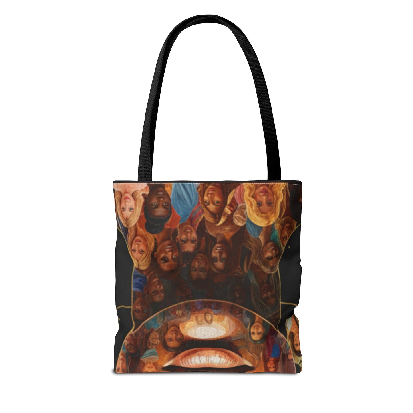 Portrait Mosaic Tote Bag — Bold Eye & Face Collage All-Over Print