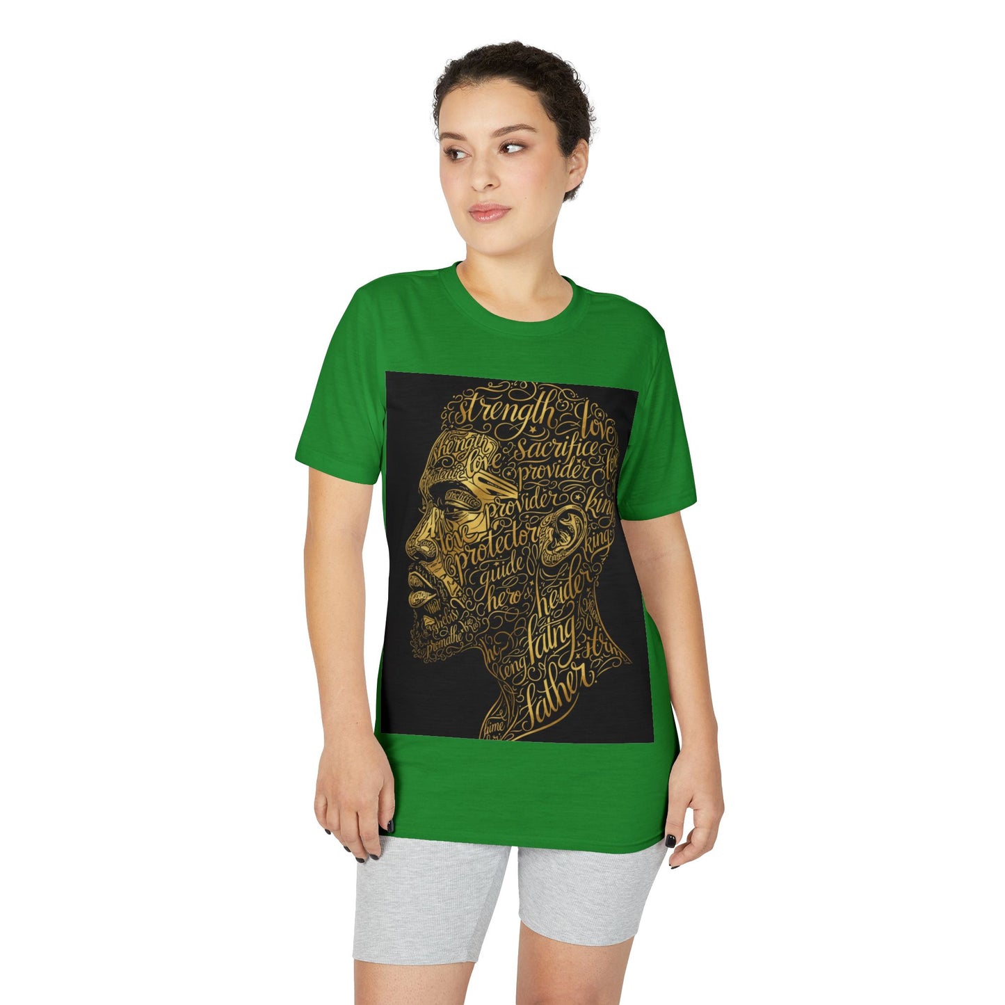 Gold Script Profile T-Shirt — Inspirational Typographic Portrait