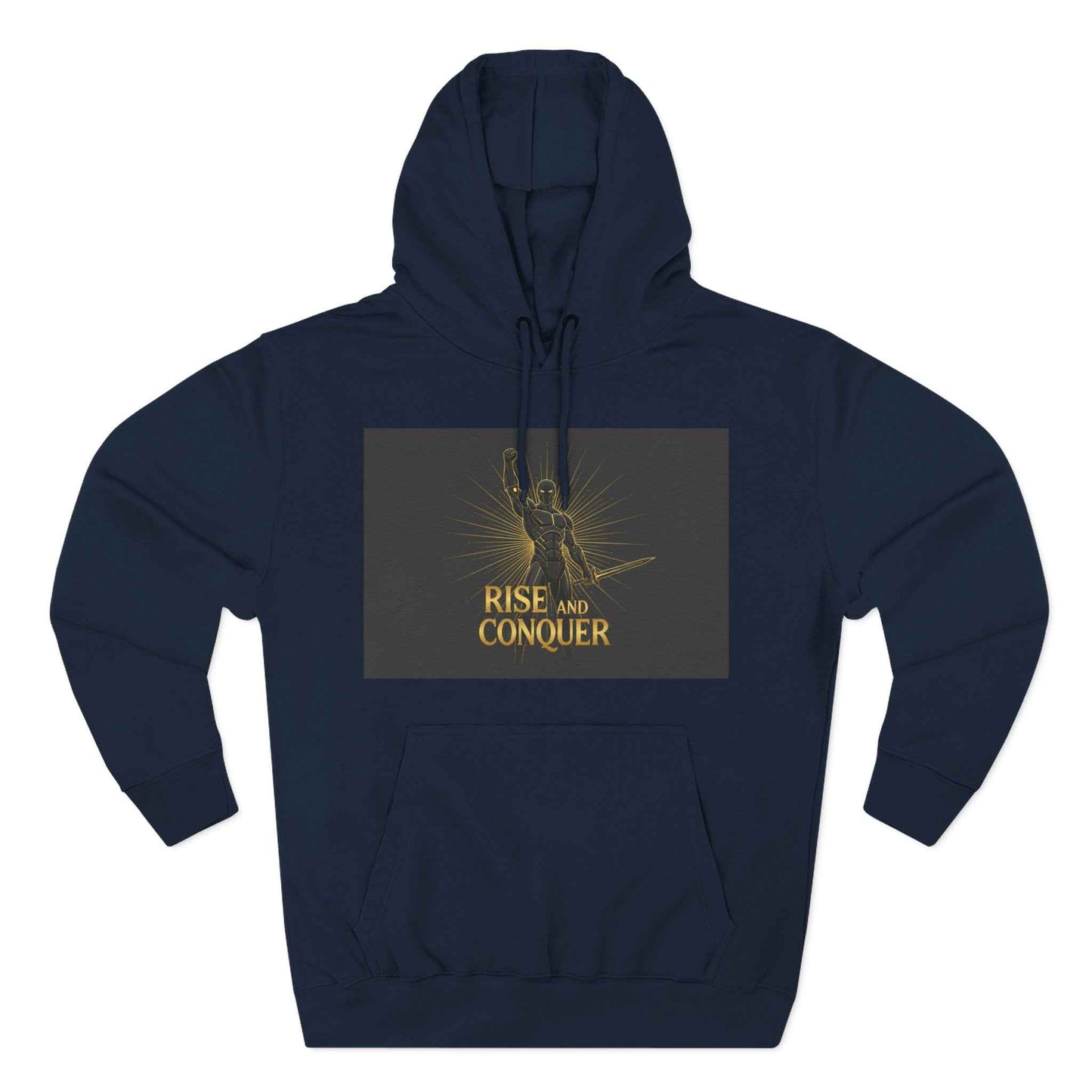 Rise and Conquer Hoodie — Motivational Graphic Fleece Pullover