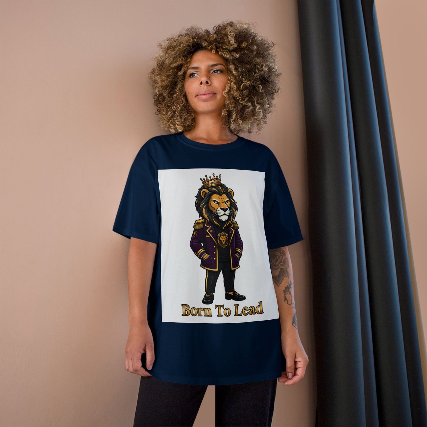 Born To Lead Lion T-Shirt — Regal Crowned Lion Graphic Tee