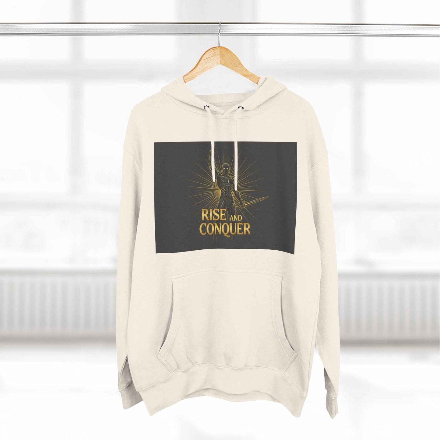 Rise and Conquer Hoodie — Motivational Graphic Fleece Pullover