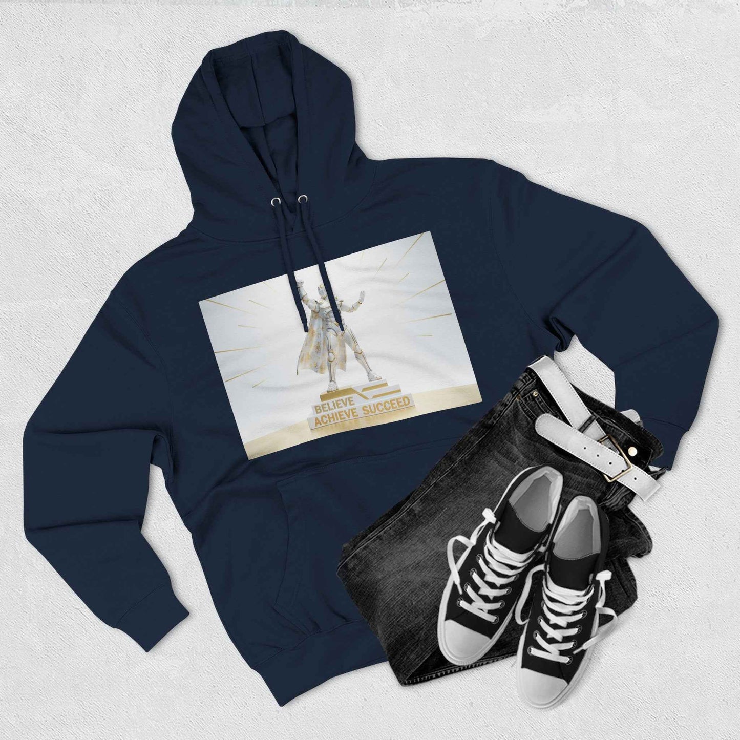 Believe in Success Hoodie — Motivational Angel Graphic Fleece Pullover