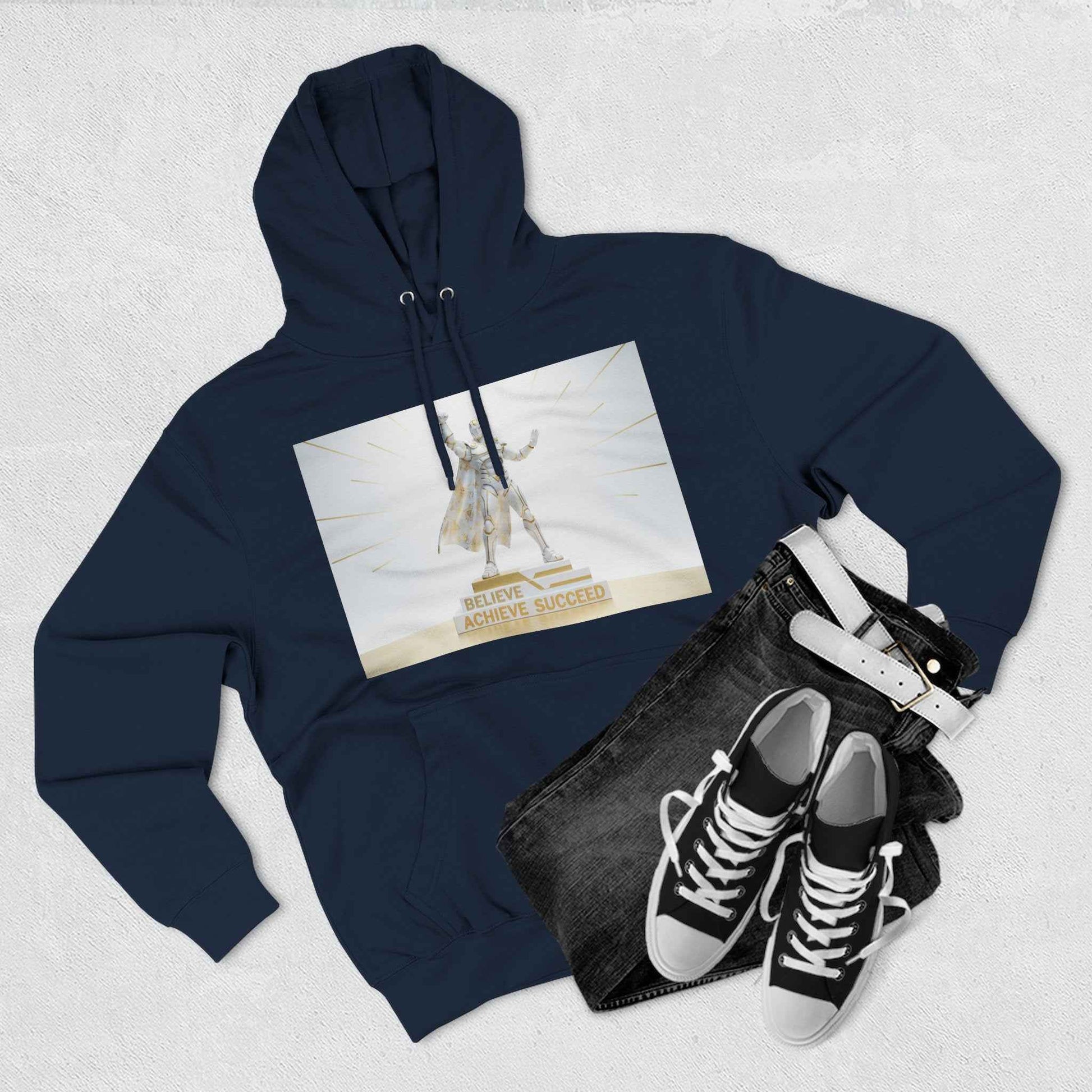 Believe in Success Hoodie — Motivational Angel Graphic Fleece Pullover