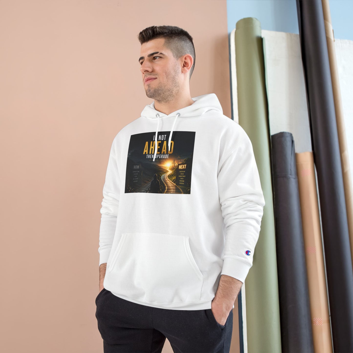 Motivational 'If Not Ahead, Take Aways' Champion Hoodie — Inspirational Road Trip Graphic Hoodie