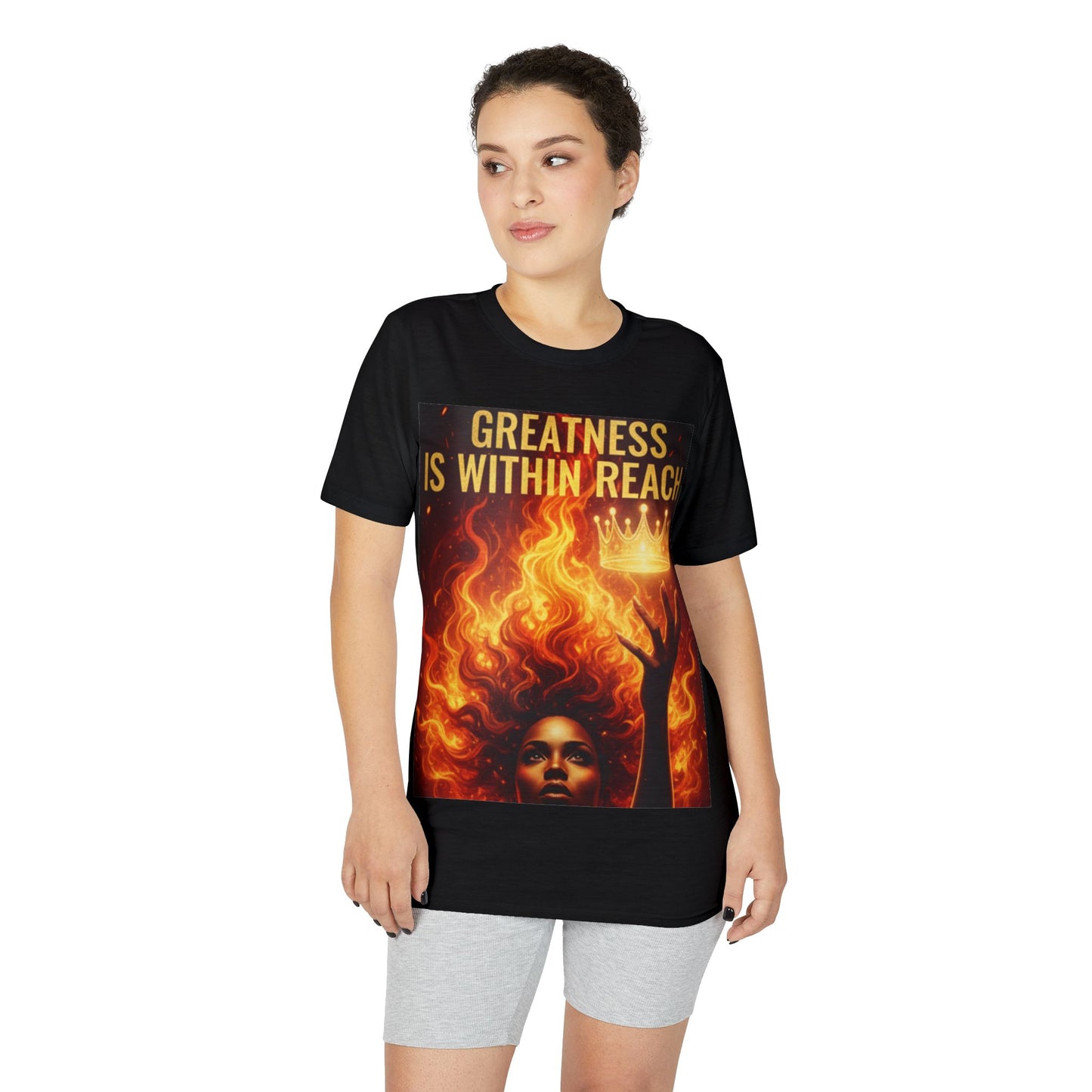 Greatness Is Within Reach T-Shirt — Inspirational Crown & Flame Graphic