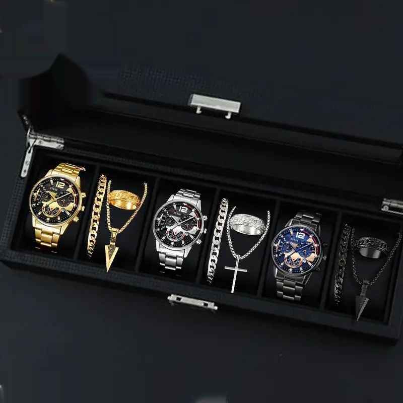12-set Men's Watches  Fashionable Multi-color Assortment Of Quartz Men's Watches