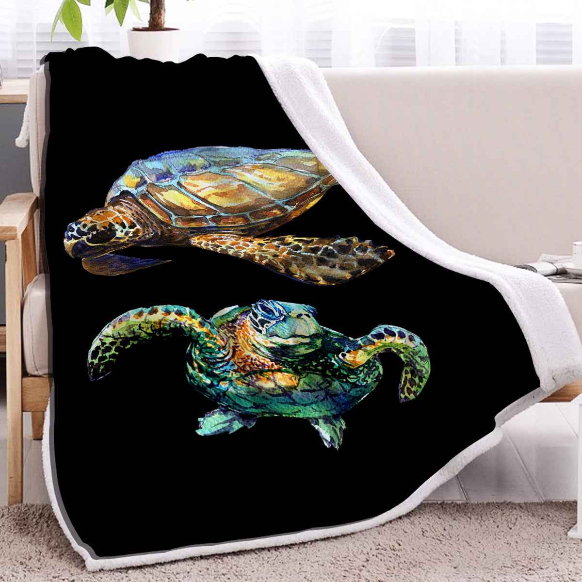1 Pc Of High Weight Soft And Warm Pet Themed Lamb Wool Blanket With A Simple Black Base Turtle. It Is A Multi-purpose Sofa, A Good Companion, An Office Nap Blanket, And Can Also Be Used For Camping