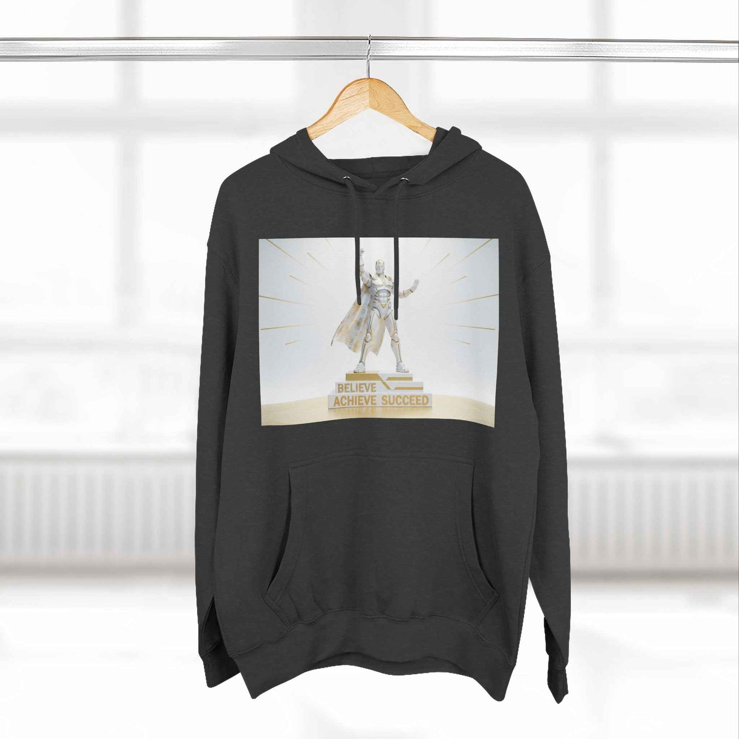 Believe in Success Hoodie — Motivational Angel Graphic Fleece Pullover