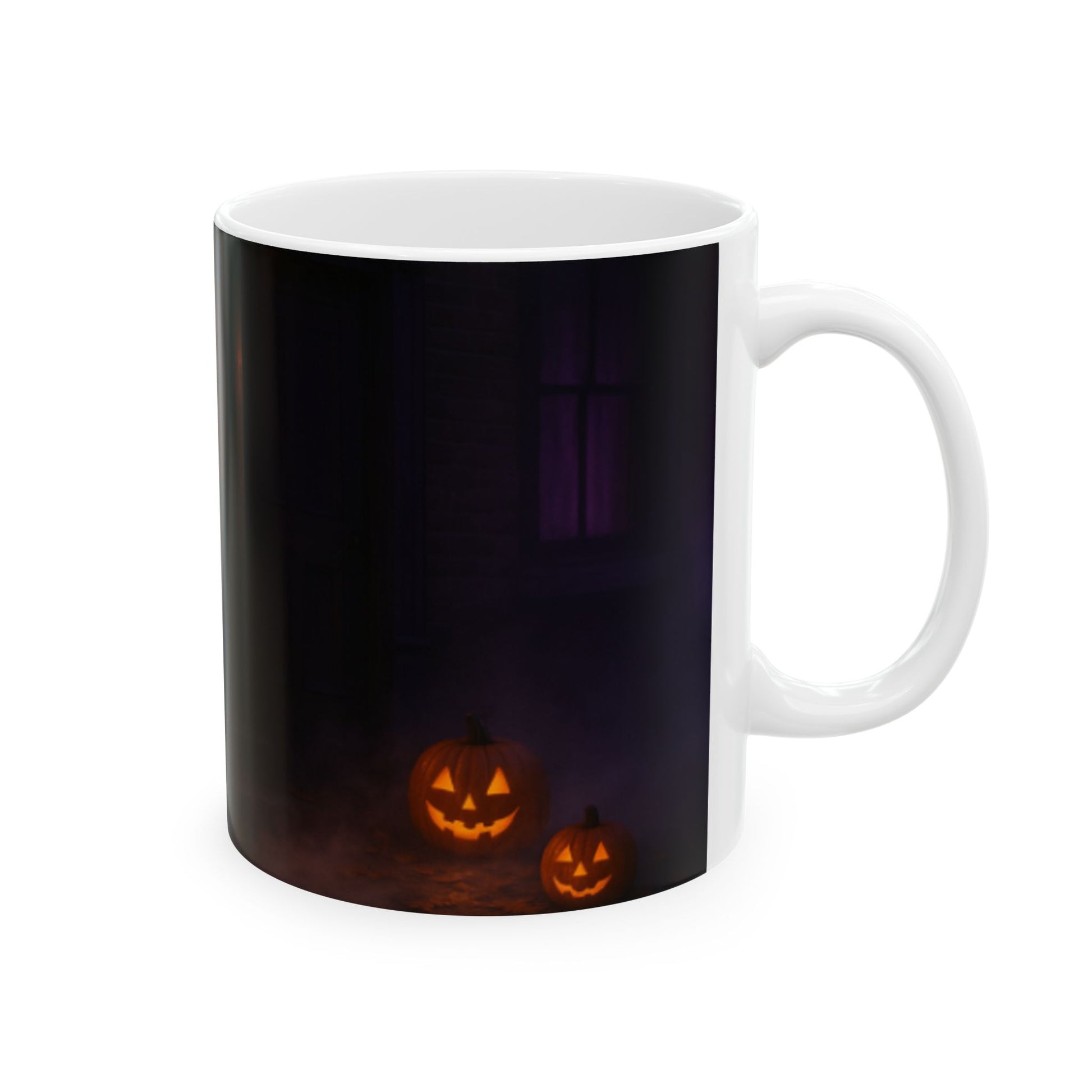 Spooky Pumpkin Halloween Ceramic Mug, Autumn Coffee Cup, Halloween Decor, Fall Gift, Pumpkin Spice Lover  Digital Art