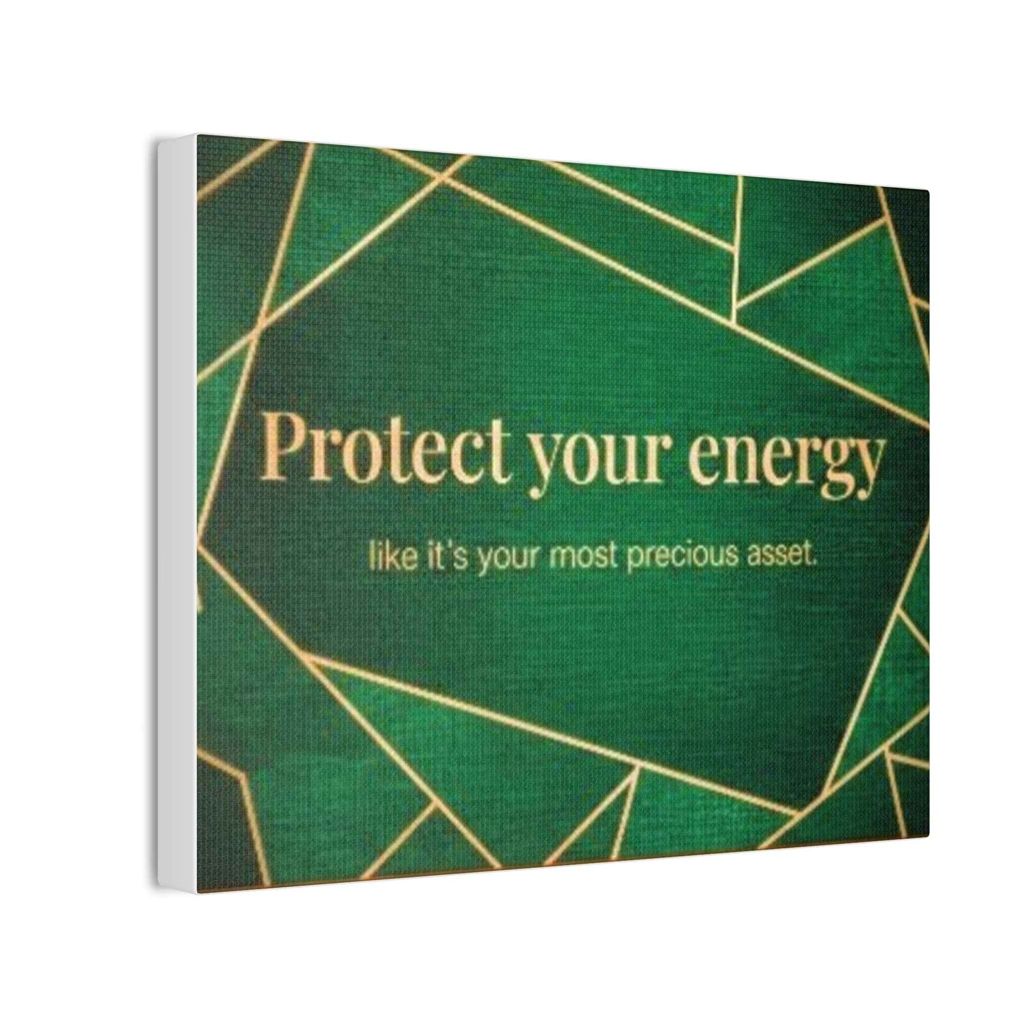 Protect Your Energy Canvas Wall Art – Green Geometric Inspirational Quote