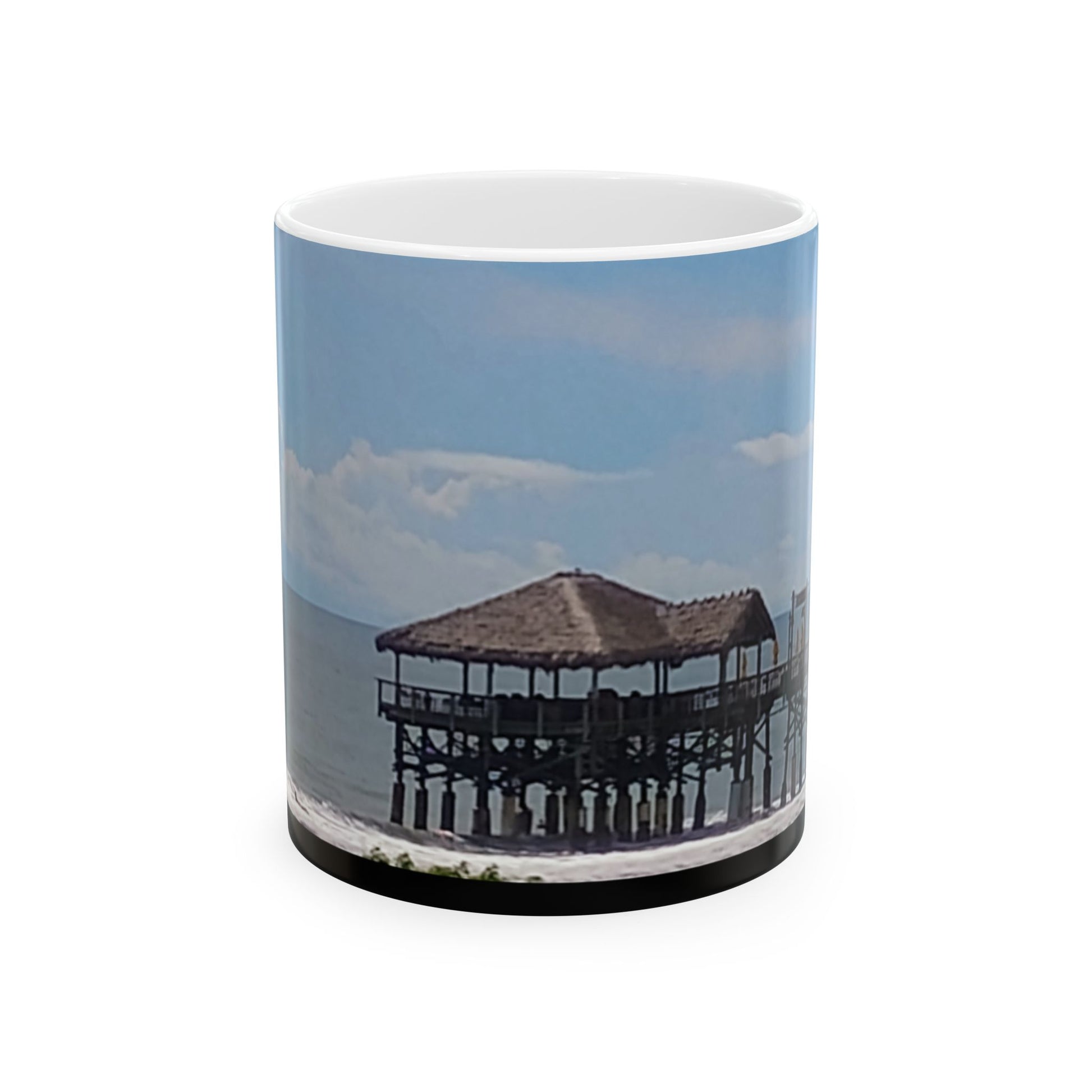 Beachfront Serenity Ceramic Mug, Ocean View Coffee Cup, Gift for Beach Lovers, Coastal Decor, Ideal for Morning Coffee  Digital Art