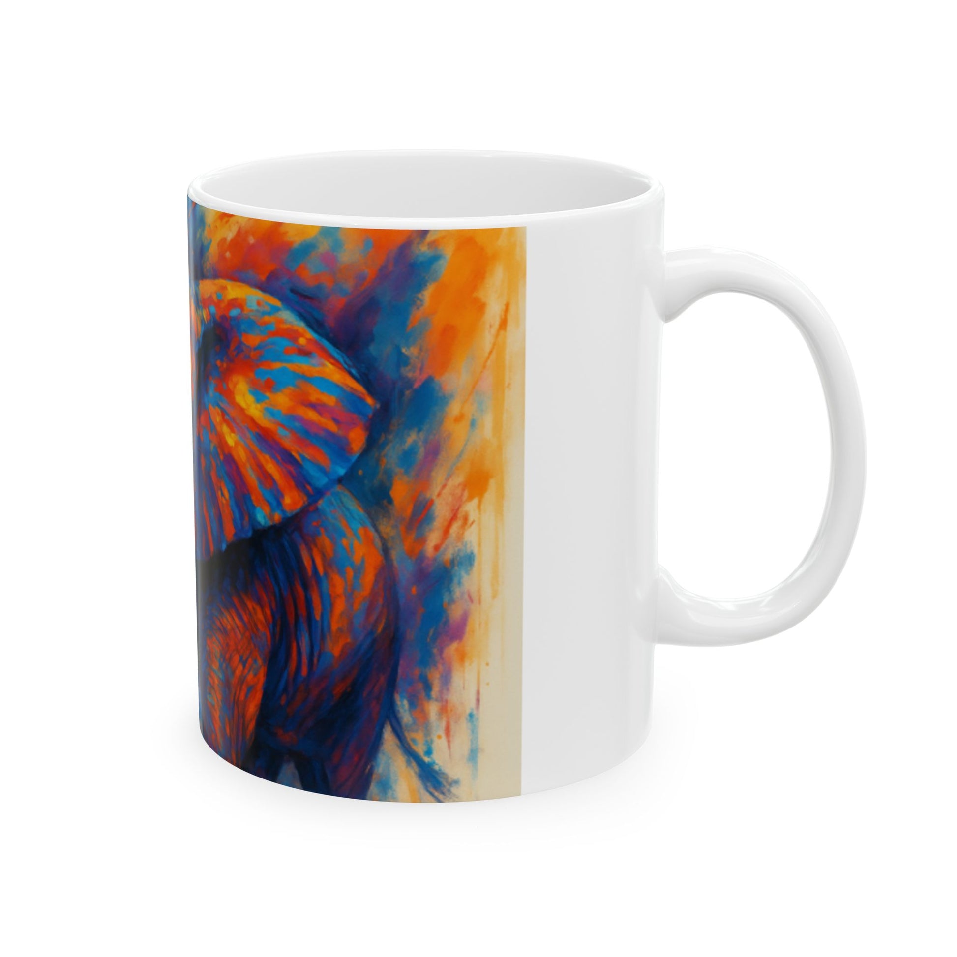 Vibrant Elephant Ceramic Mug - Colorful Coffee Cup, Elephant Gift, Animal Lover Mug, Art Mug, Unique Home Decor  Digital Art