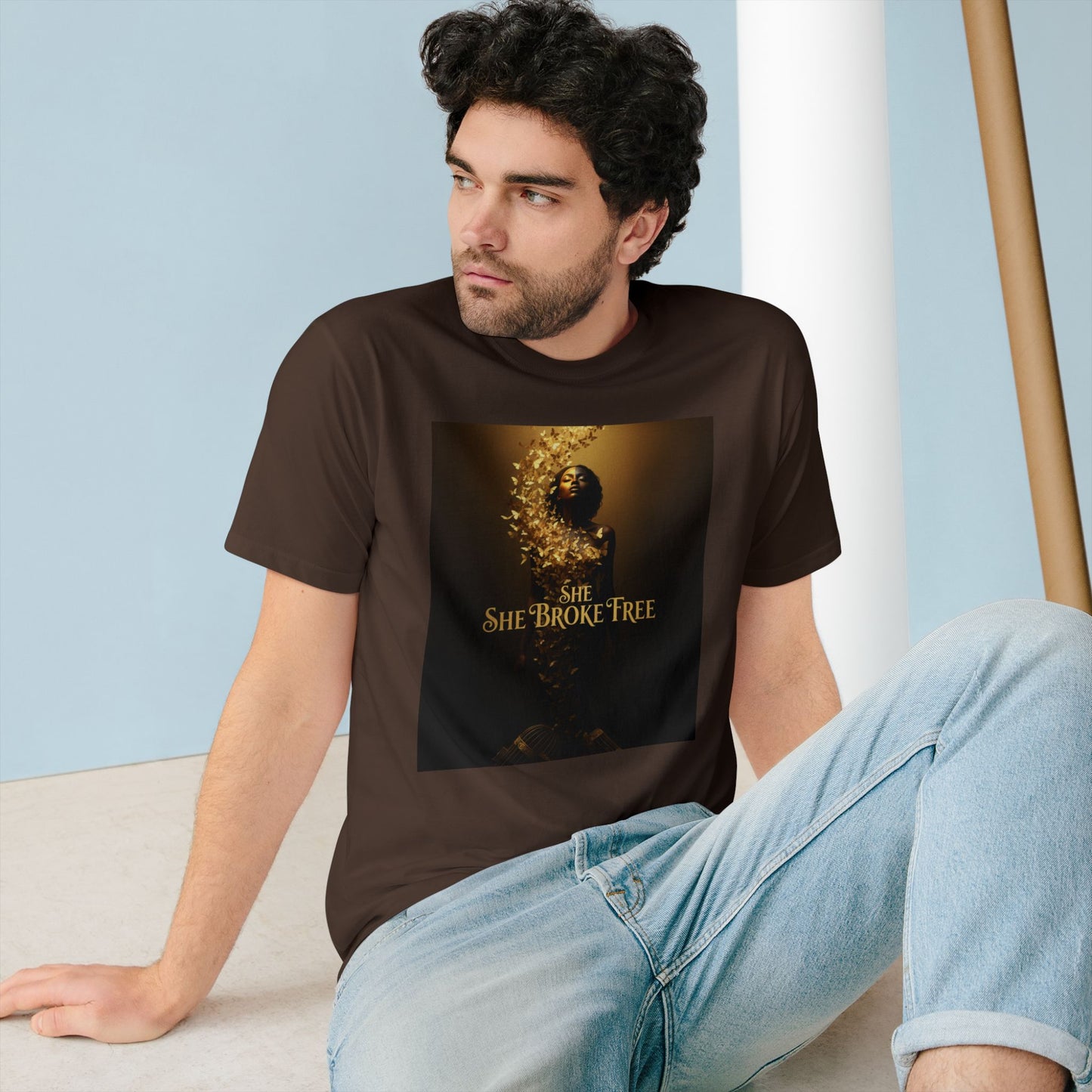 She Broke Free Graphic T‑Shirt — Empowerment Art Tee