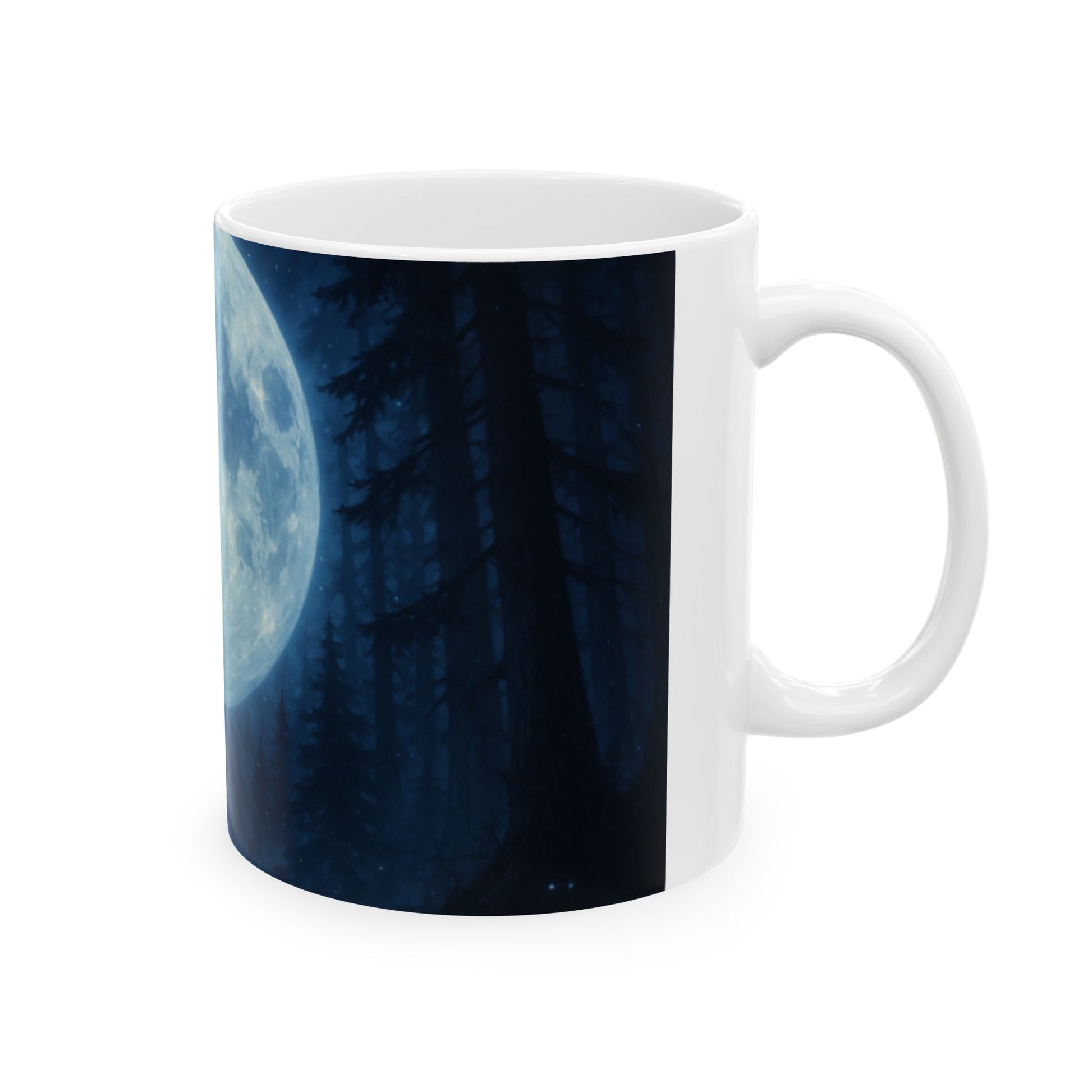 Howling Wolf Ceramic Mug - Mystical Moon Design, Coffee Lover Gift, Animal Lover Mug, Cozy Gift, Nature Lover Mug  Digital Art